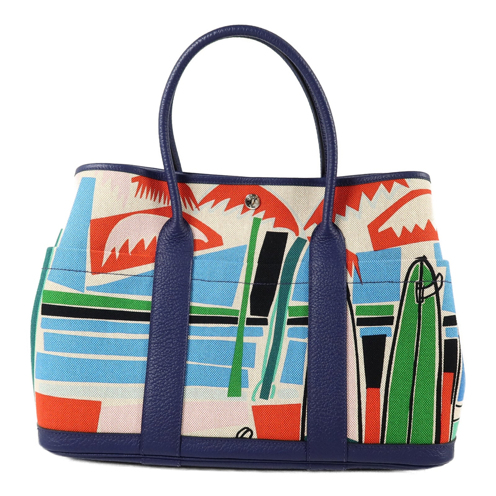 HERMES Canvas/Negonda皮革Garden Party PM Pocket手挽肩背兩用袋Multi Color