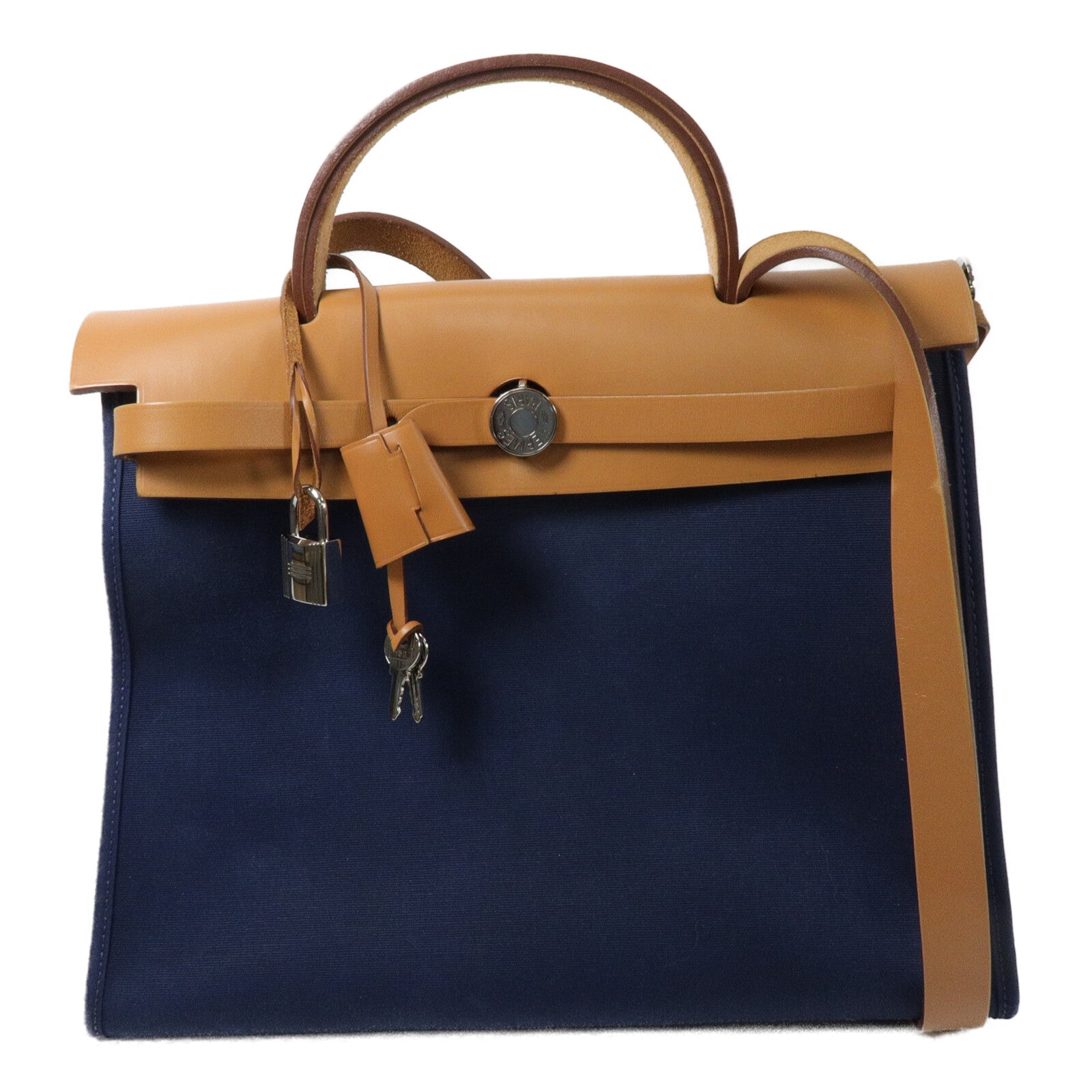 HERMES 帆布Herbag PM手挽肩背兩用袋Blue De Malte