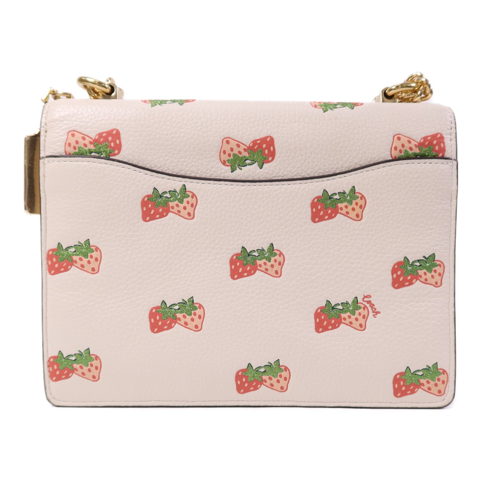 COACH 牛皮皮革Shoulder Bag金扣鏈帶肩背袋