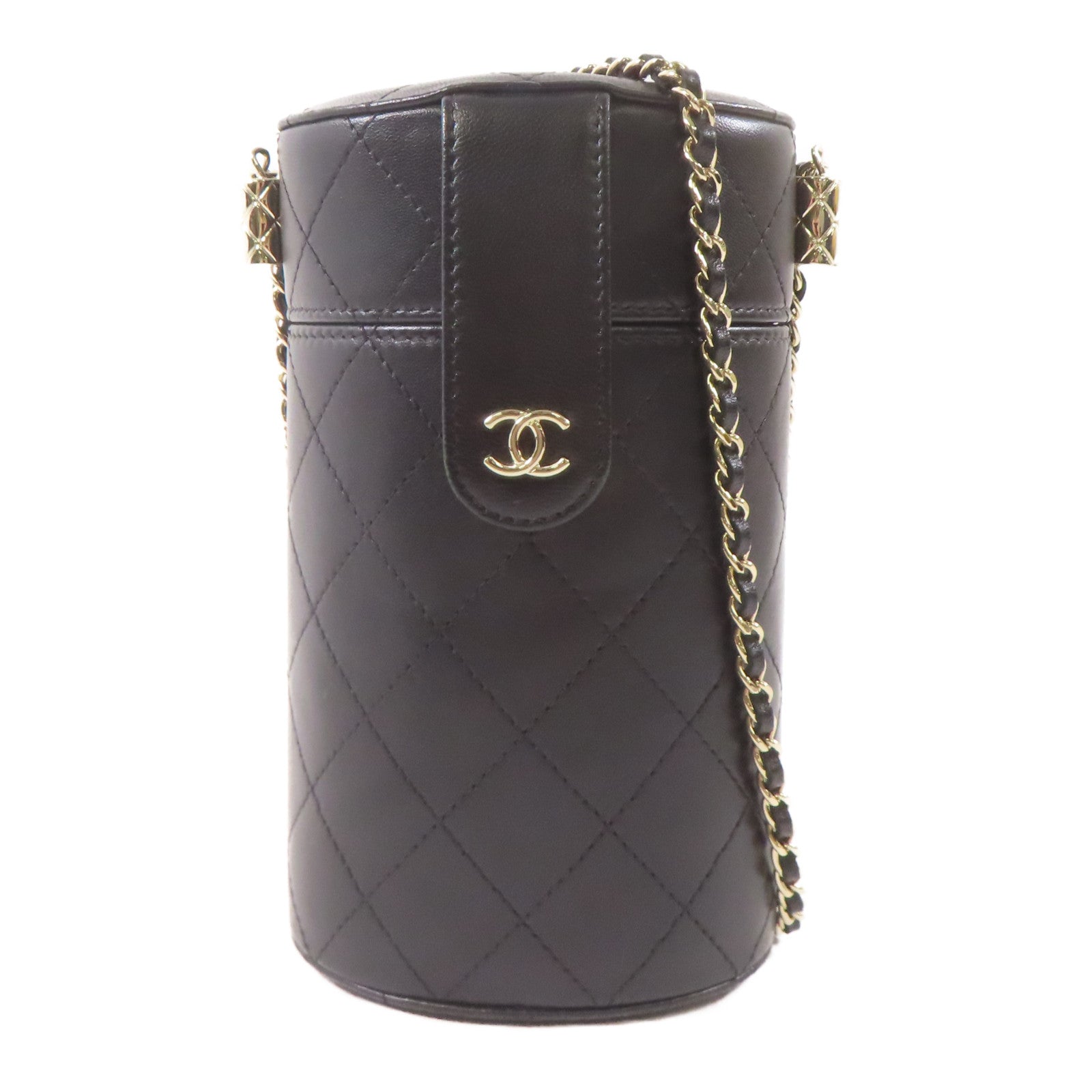 CHANEL 【激減優惠】牛皮皮革Chain Shoulder金扣鏈帶肩背袋黑色