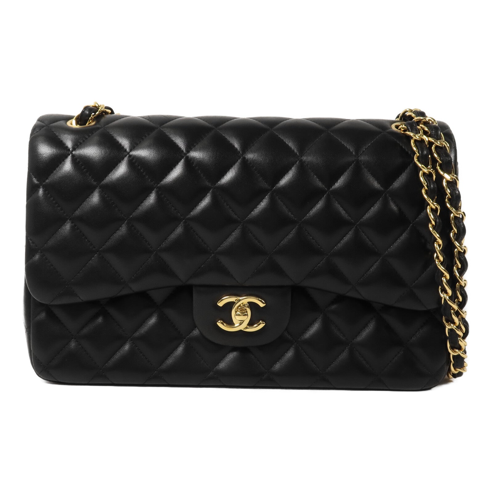 CHANEL 羊皮皮革Large Classic鏈帶肩背袋