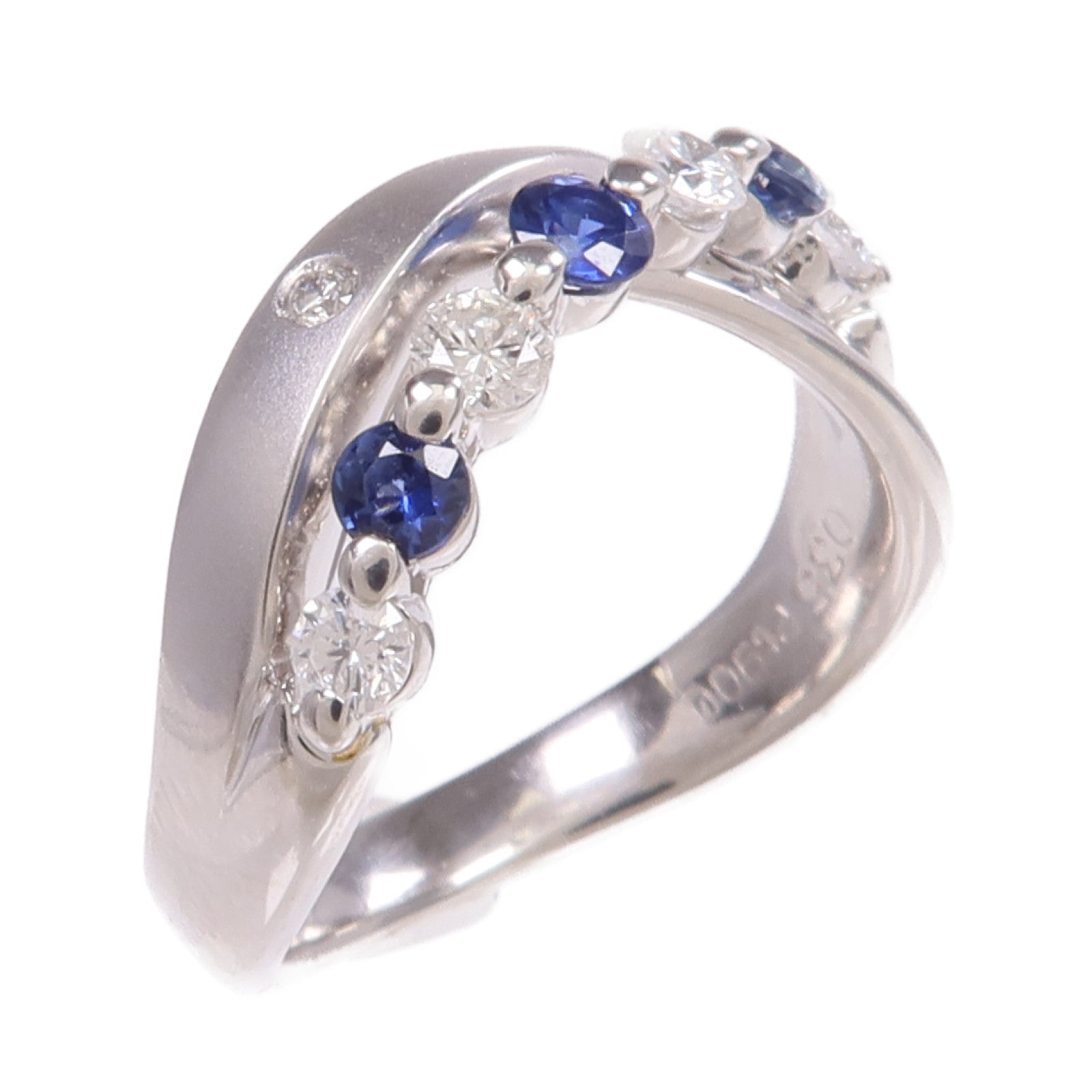 JEWELRY 【激減優惠】PT900鉑金Sapphire Diamond Ring藍寶石/鑽石戒指US#6