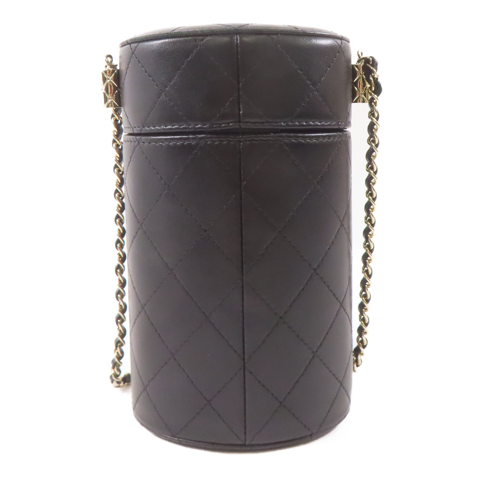 CHANEL 牛皮皮革Chain Shoulder金扣鏈帶肩背袋黑色