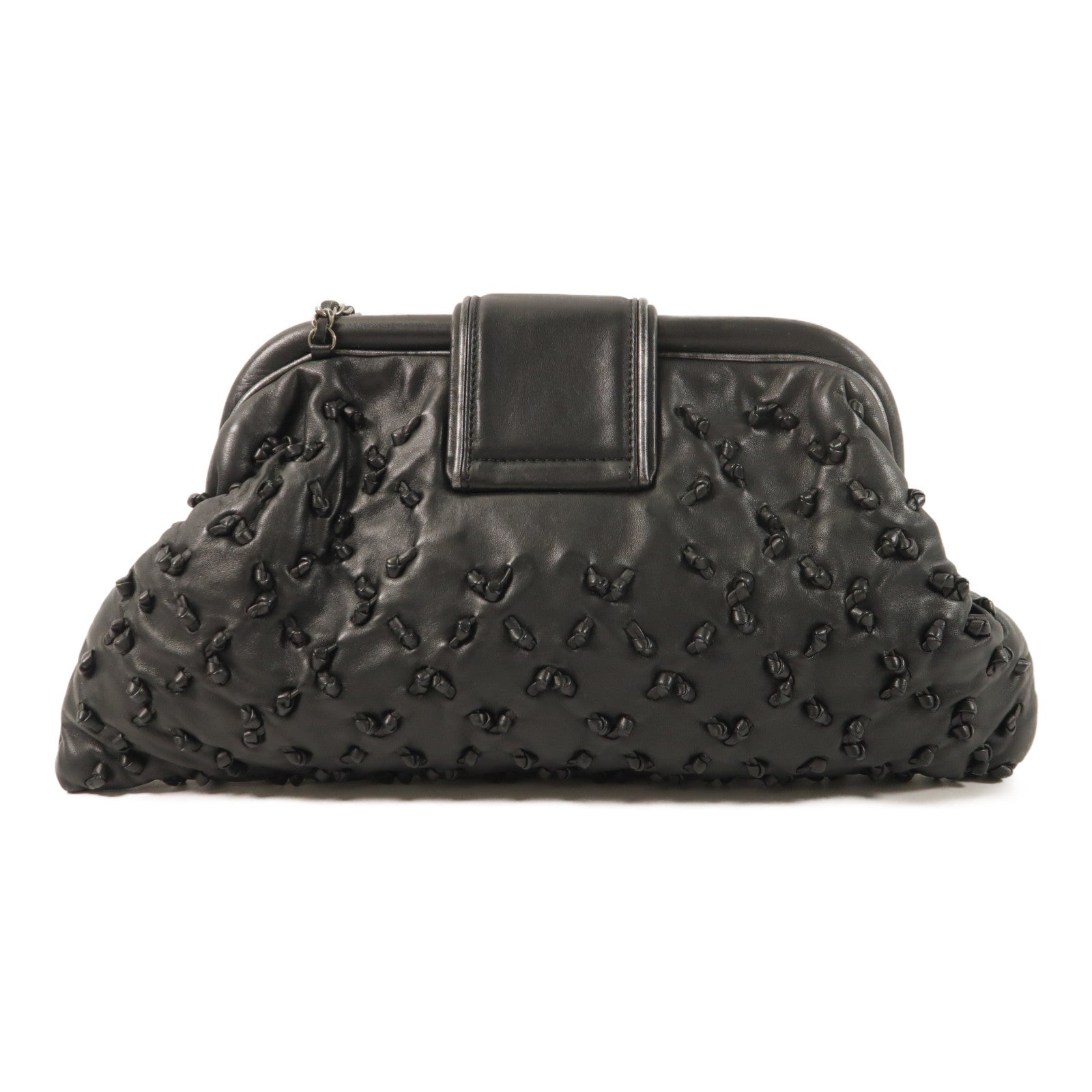 CHANEL 羊皮皮革Chic Knot Clutch Bag鏈帶肩背袋