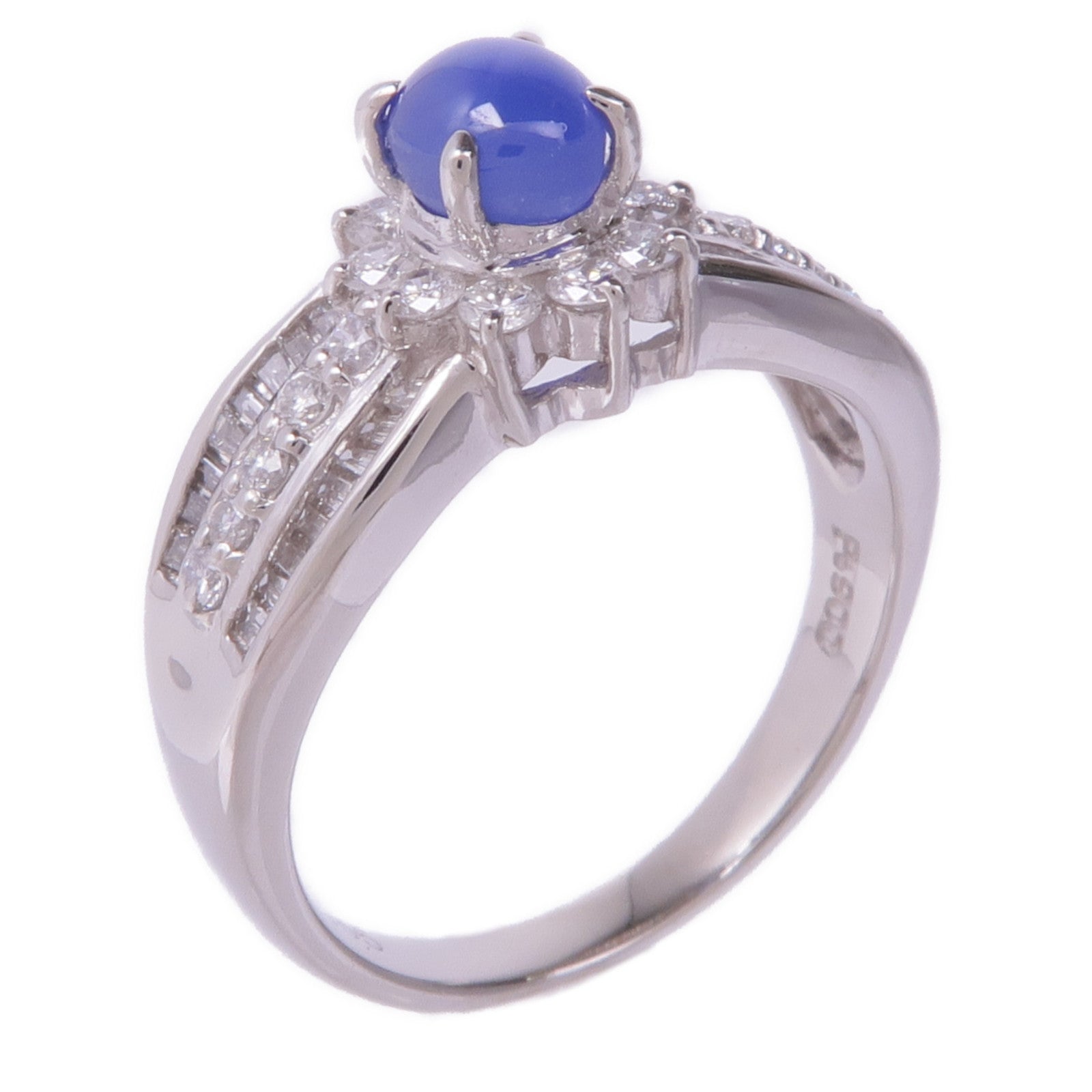JEWELRY 【激減優惠】PT900鉑金Sapphire Diamond Ring藍寶石/鑽石戒指US#6.75