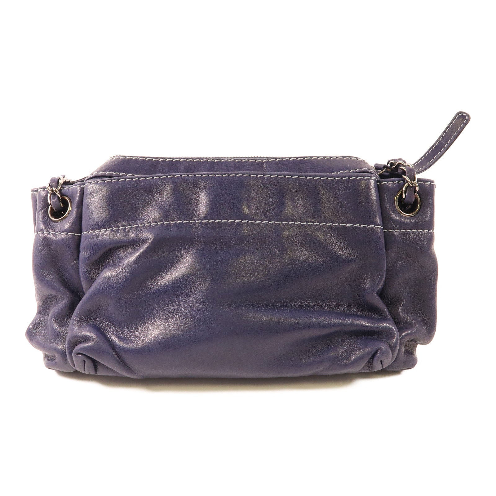 CHANEL 羊皮皮革Vintage Shoulder Bag銀扣鏈帶肩背袋