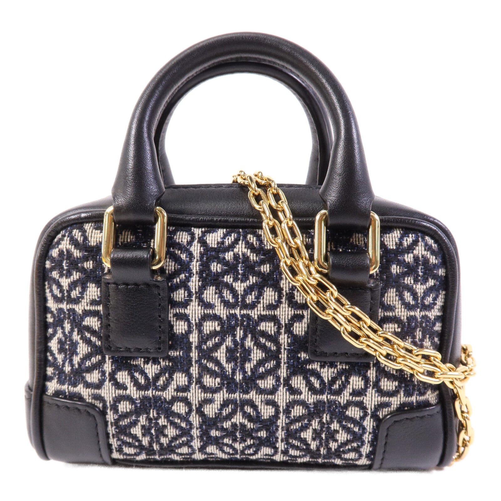 LOEWE 帆布Amazona Nano金扣鏈帶手挽肩背袋兩用袋