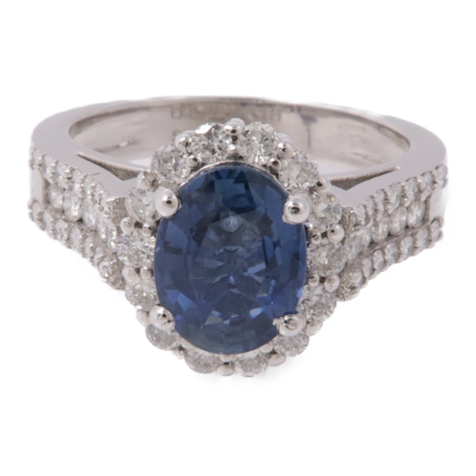 JEWELRY【激減優惠】 18K白金Sapphire/Diamond Ring藍寶石/鑽石戒指US#6.75