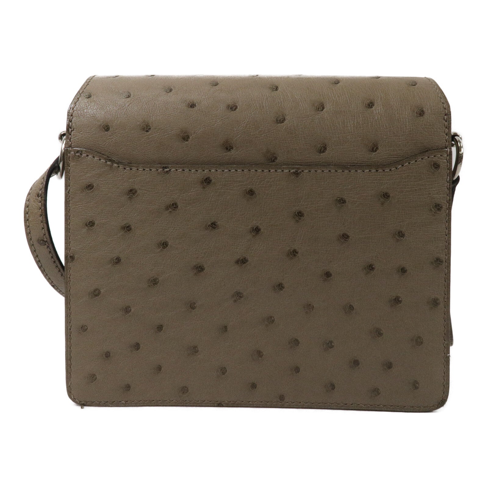 HERMES 鴕鳥皮革Roulis Mini肩背袋Gris Asphalt