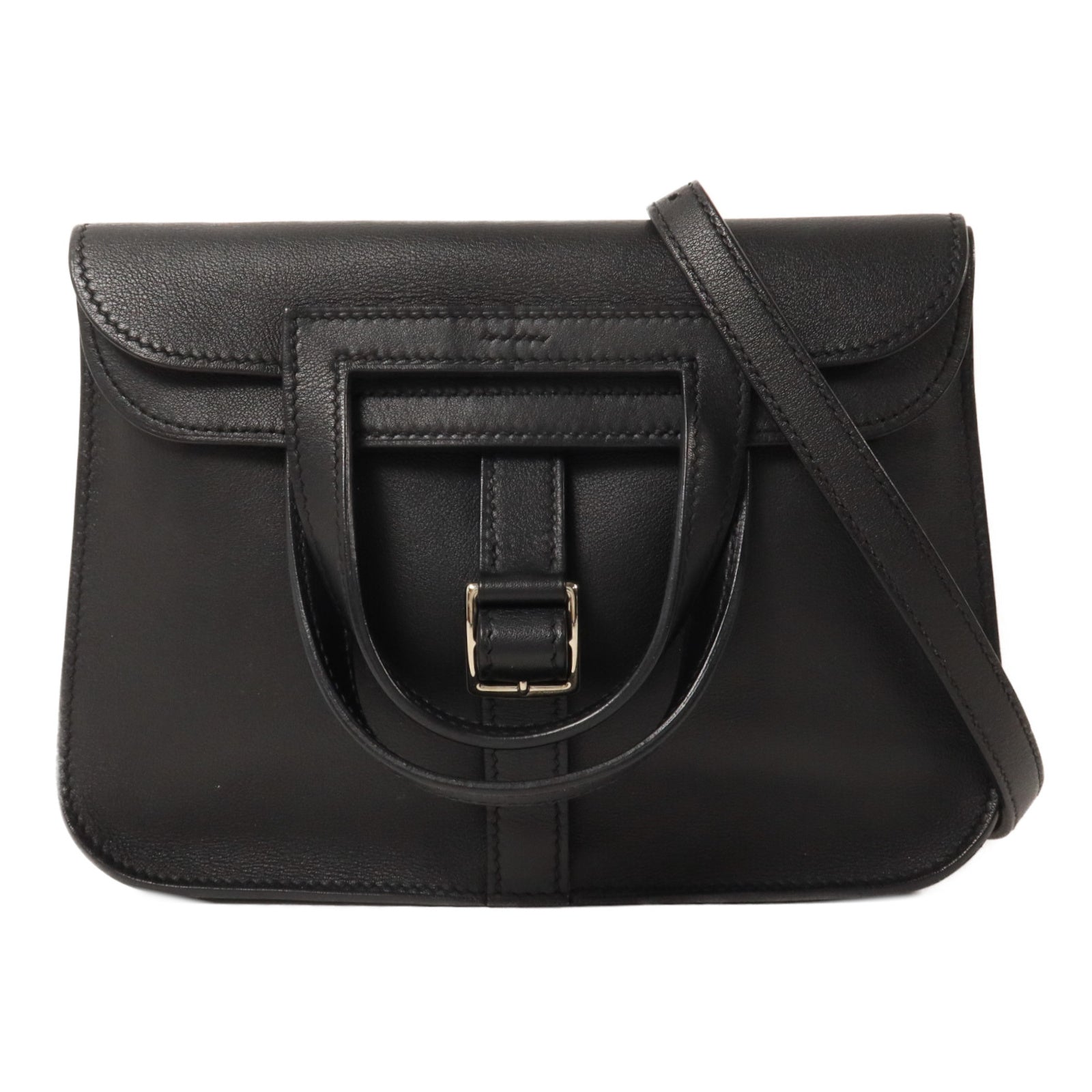 HERMES Swift皮革Mini Halzan手挽肩背兩用袋Noir