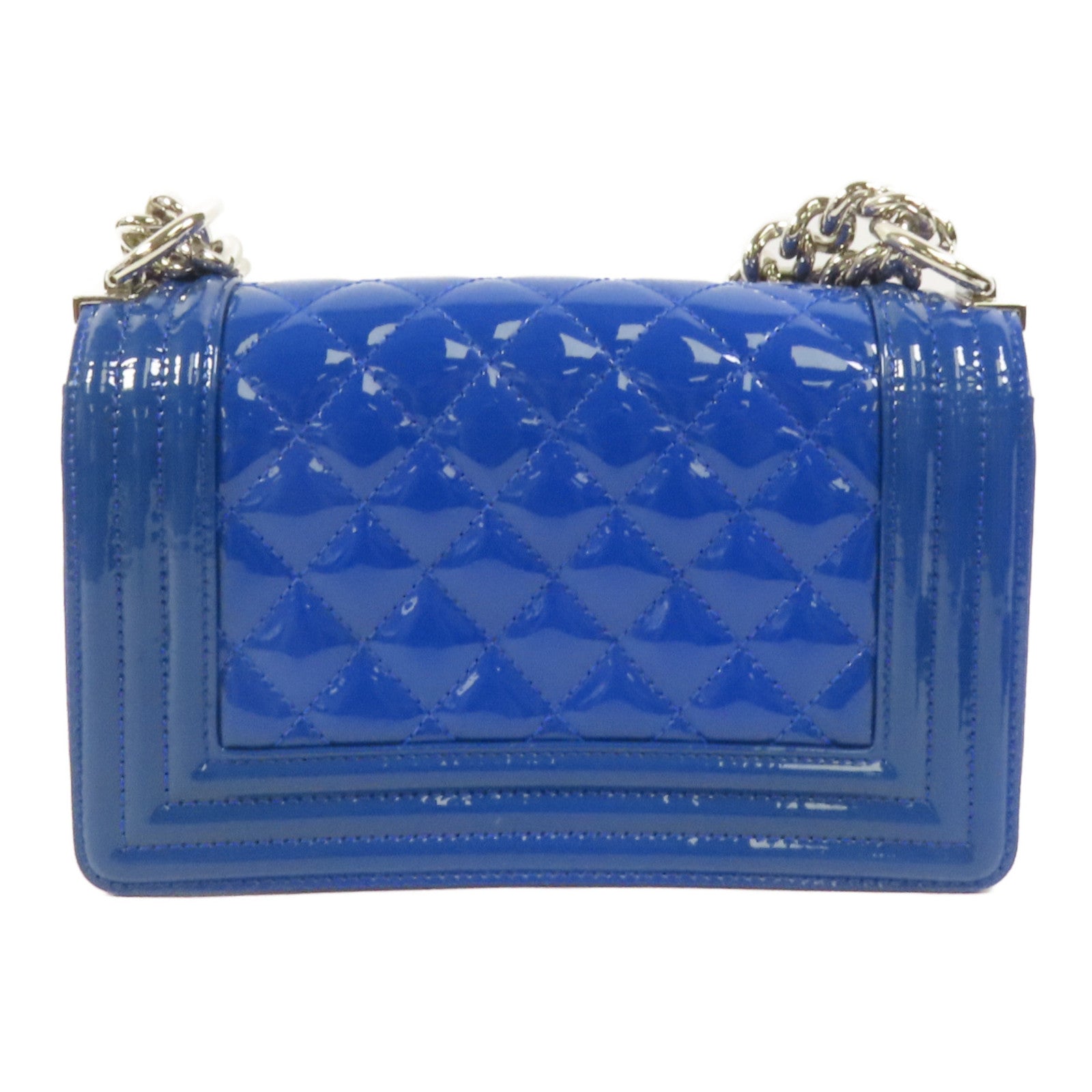 CHANEL 漆皮皮革Boy 20銀扣鏈帶肩背袋