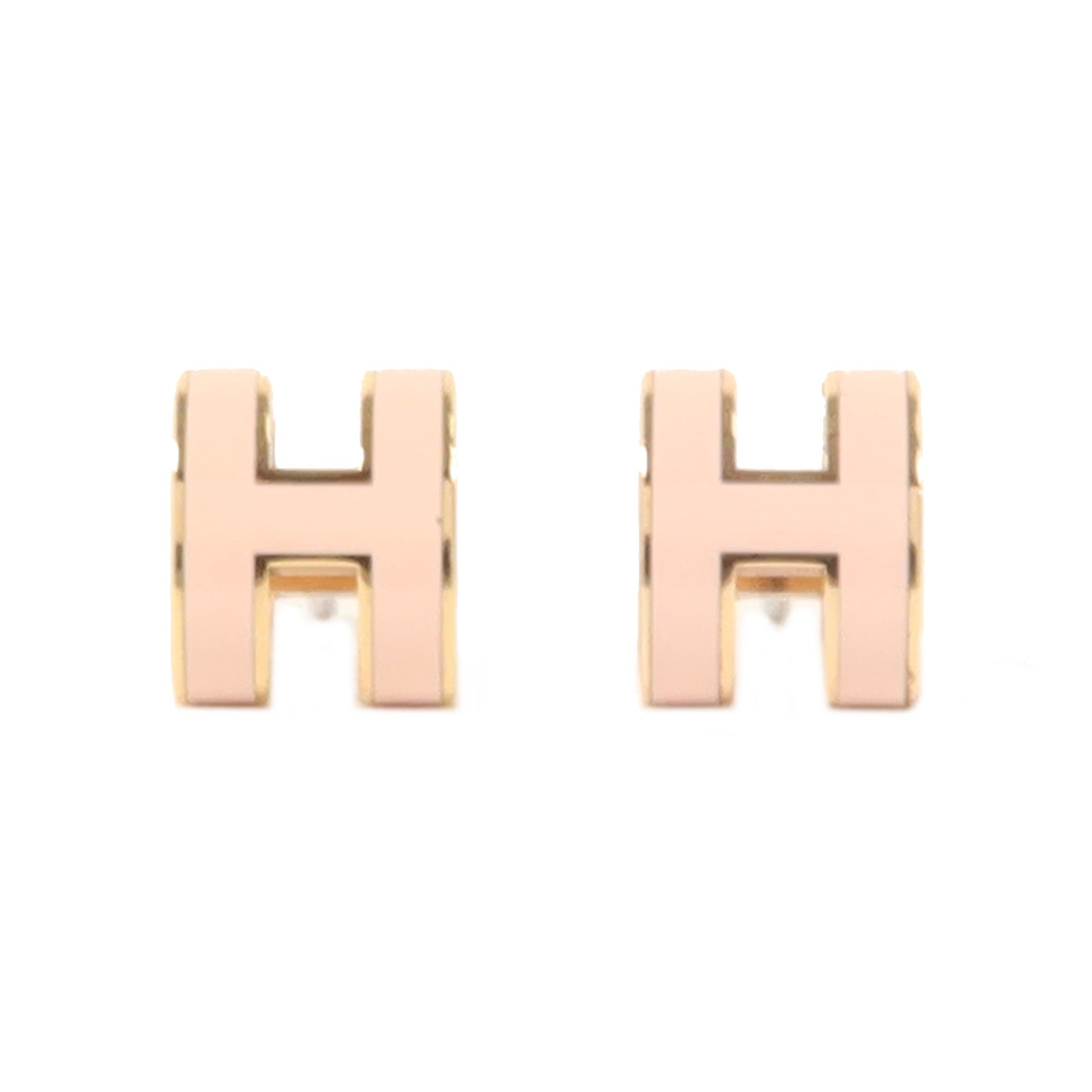 HERMES 金屬Mini Pop H耳環Rose Dragee