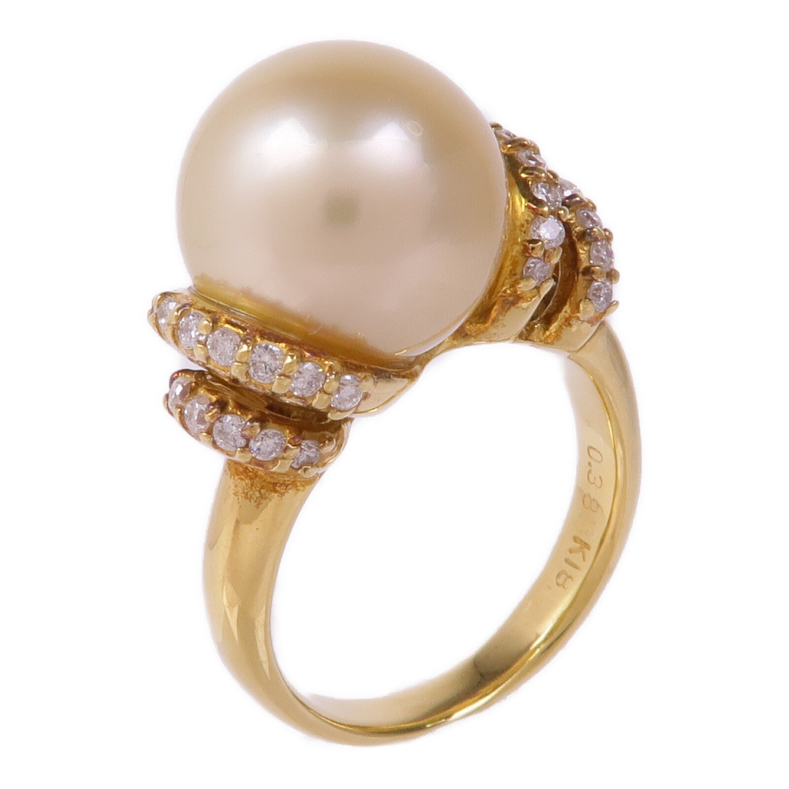 JEWELRY 18K黃金South Sea Pearl Diamond Ring珍珠/鑽石戒指US#5.25