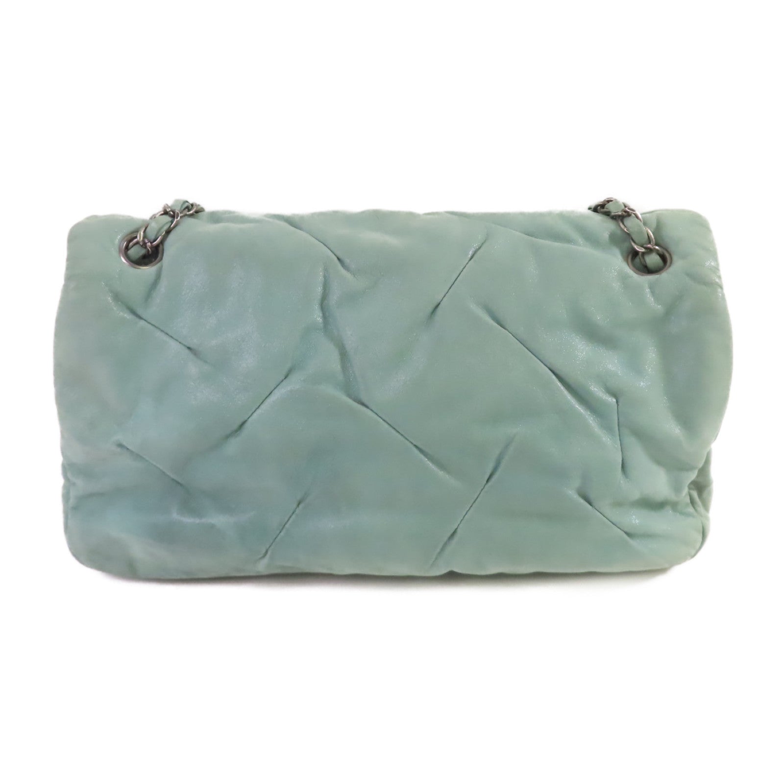 CHANEL 【激減優惠】牛皮皮革Chain Shoulder Bag銀扣鏈帶肩背袋綠色