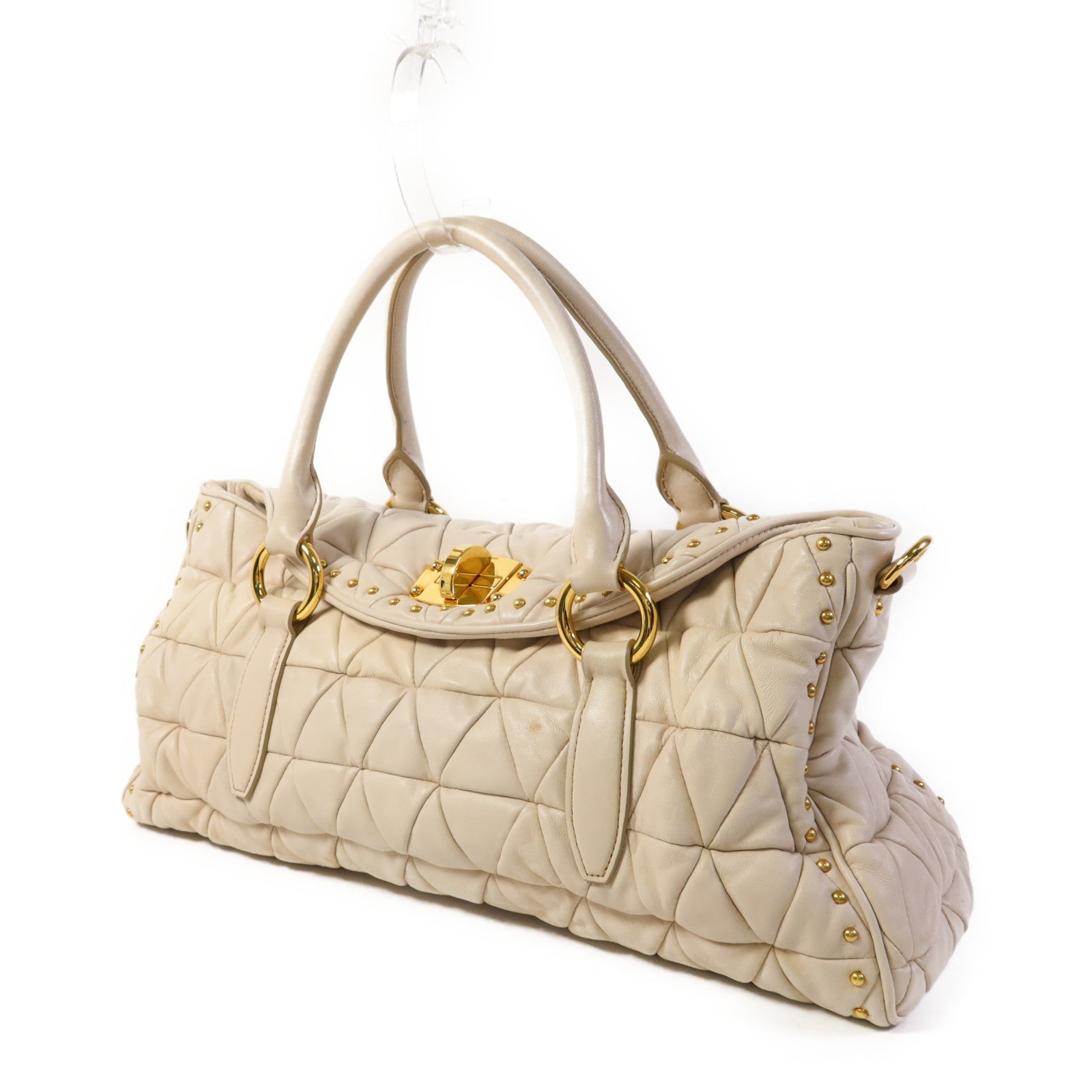 Miu Miu 羊皮皮革2 Way Shoulder Bag金扣手挽肩背兩用袋