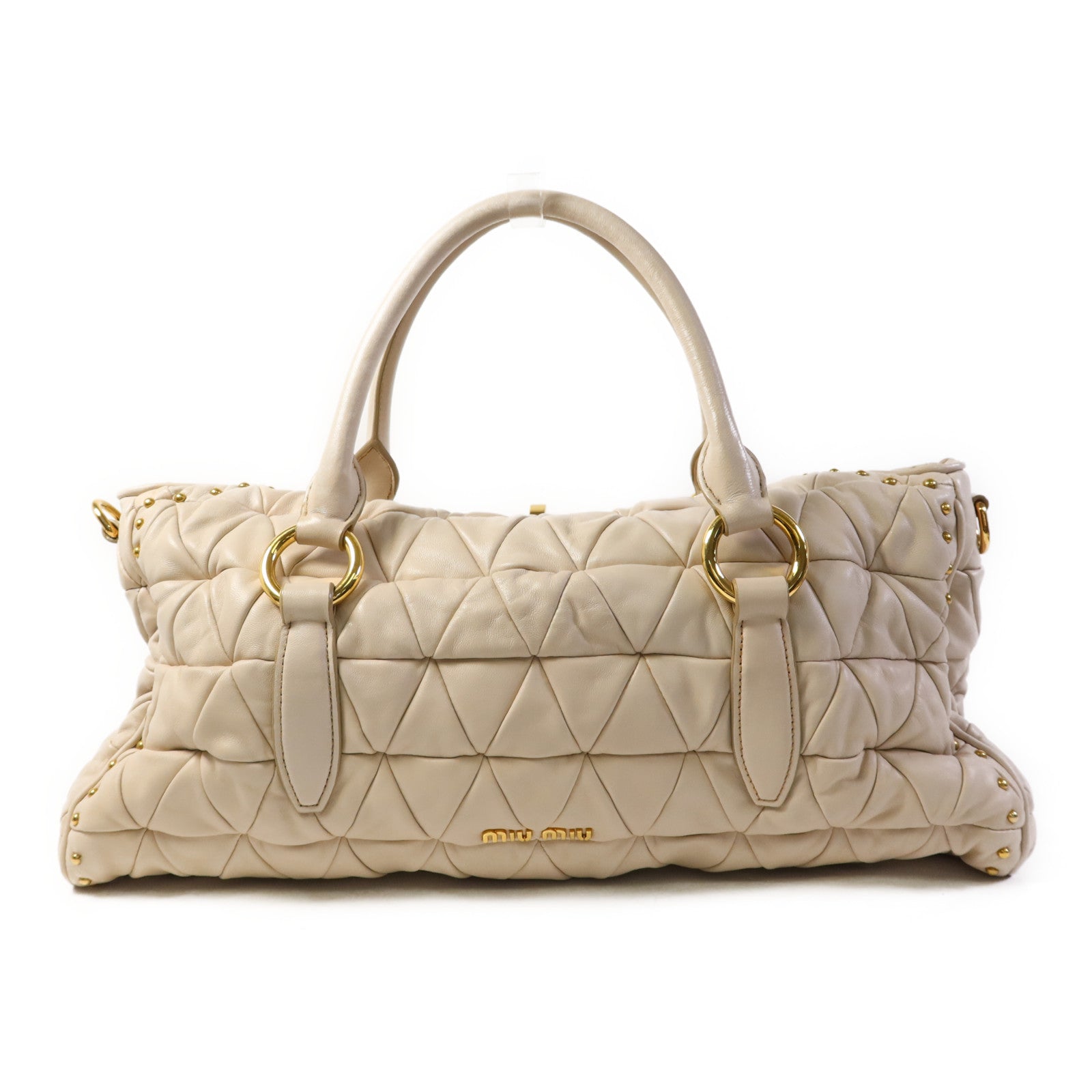 Miu Miu 羊皮皮革2 Way Shoulder Bag金扣手挽肩背兩用袋