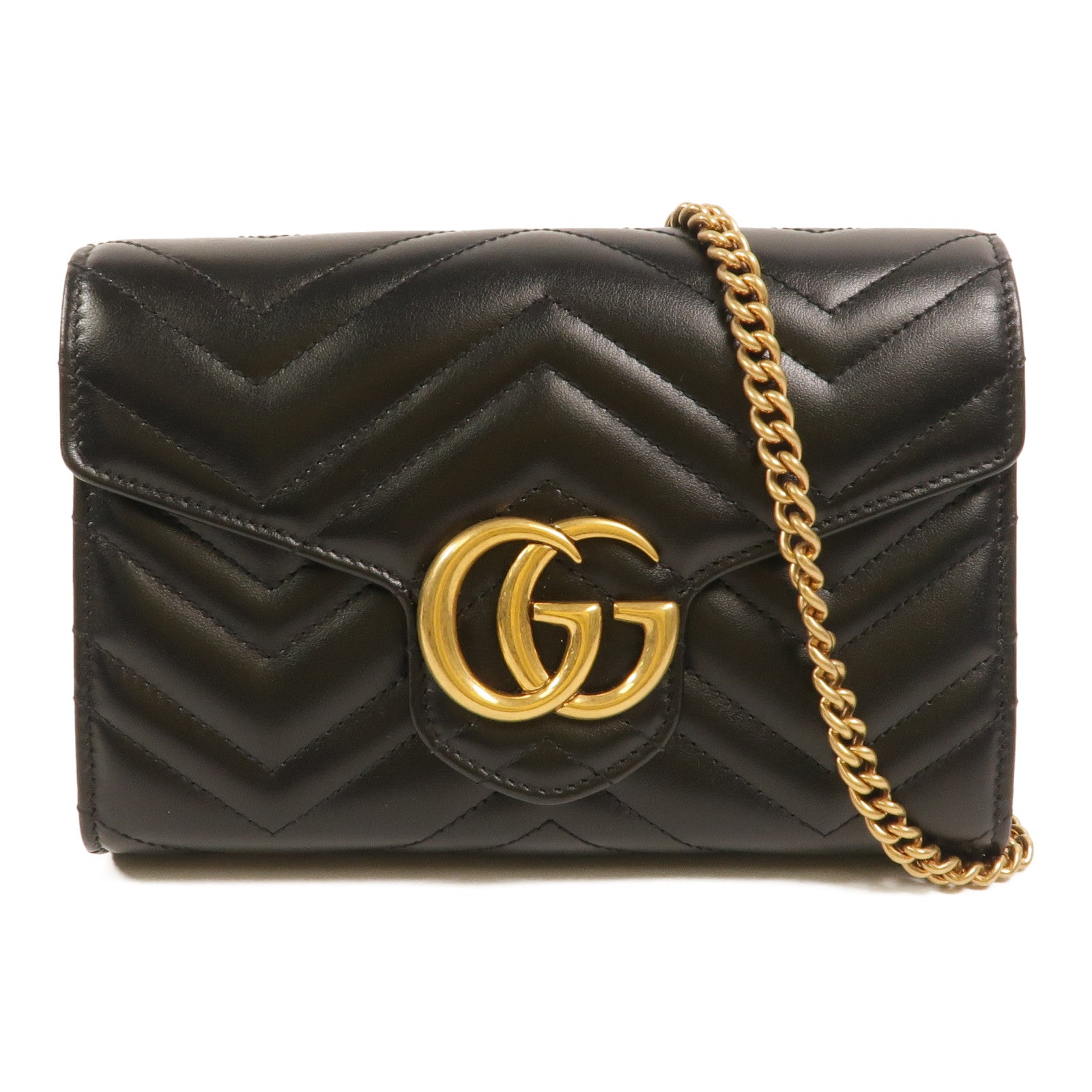 GUCCI 牛皮皮革GG Marmont鏈帶肩背袋