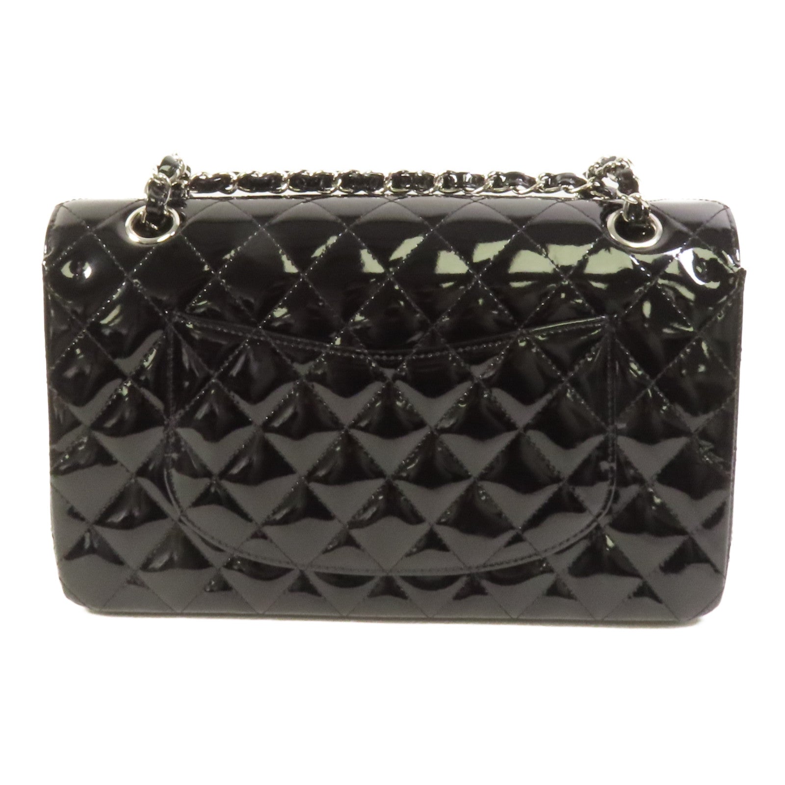 CHANEL 漆皮皮革Classic 25銀扣鏈帶肩背袋