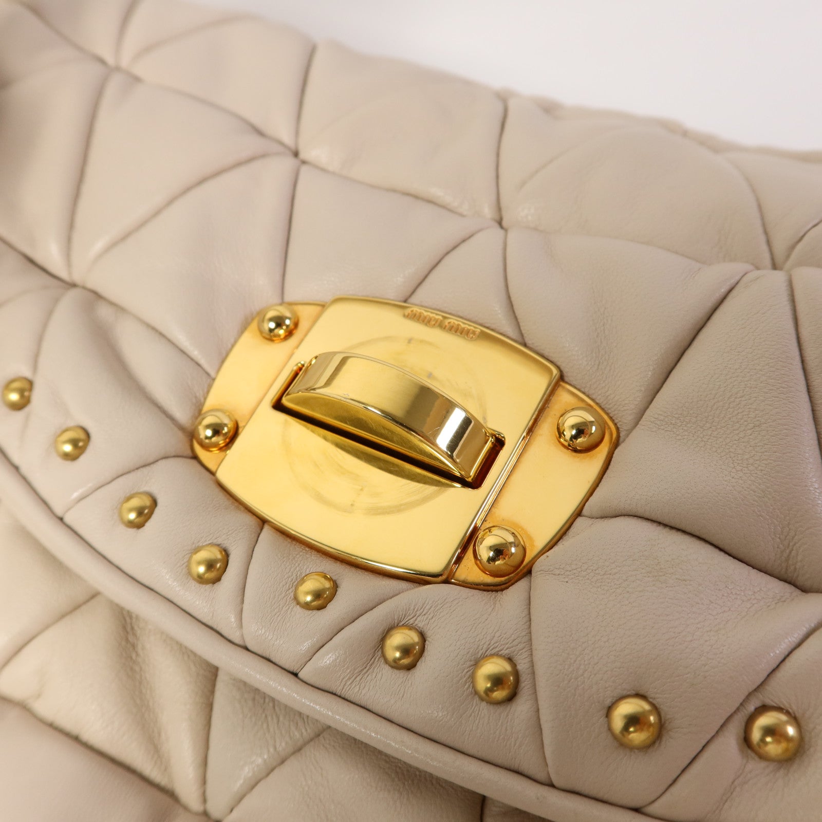 Miu Miu 羊皮皮革2 Way Shoulder Bag金扣手挽肩背兩用袋