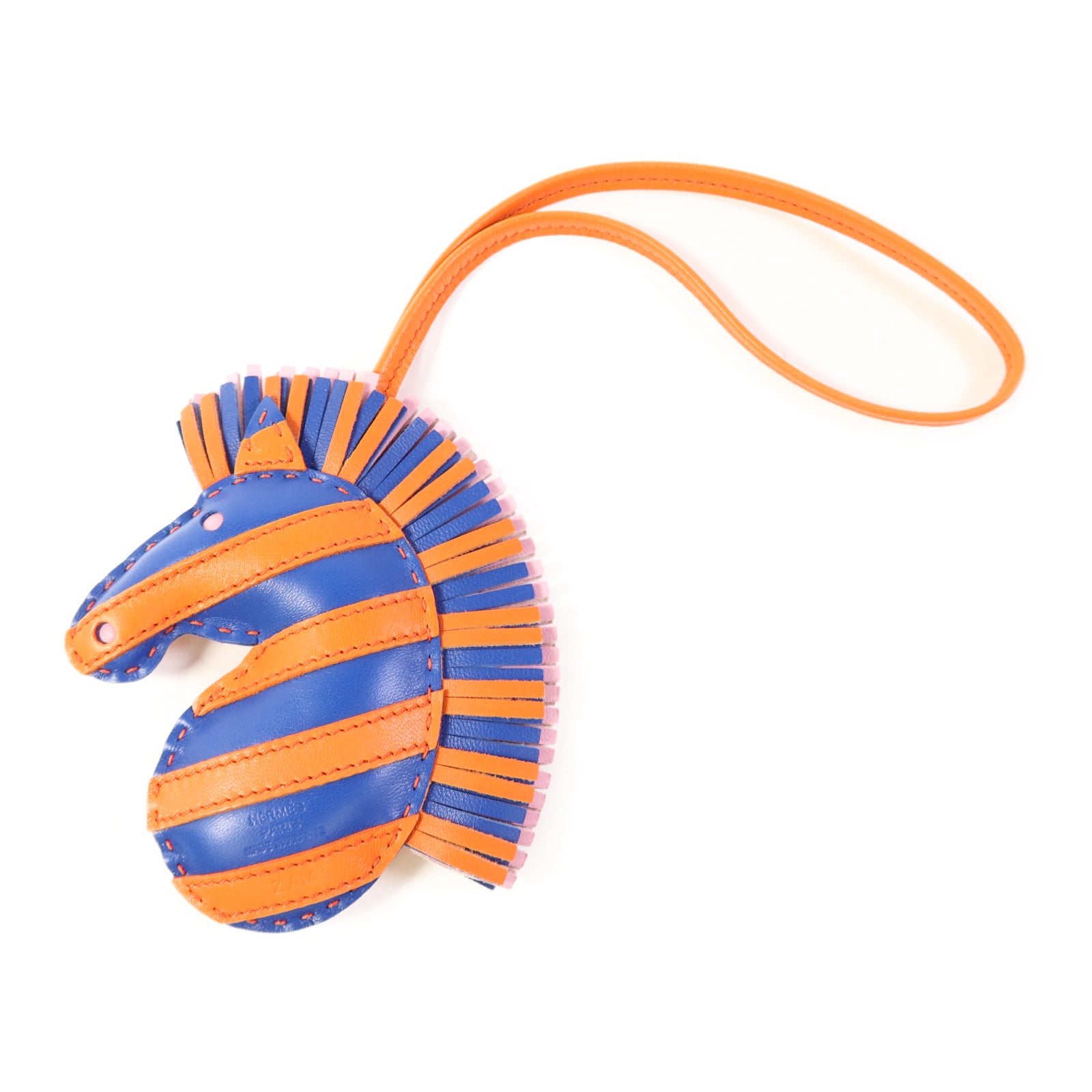 HERMES Milo皮革Geegee Savannah Charm掛飾Bleu Electrique/Mauve Sylvestre