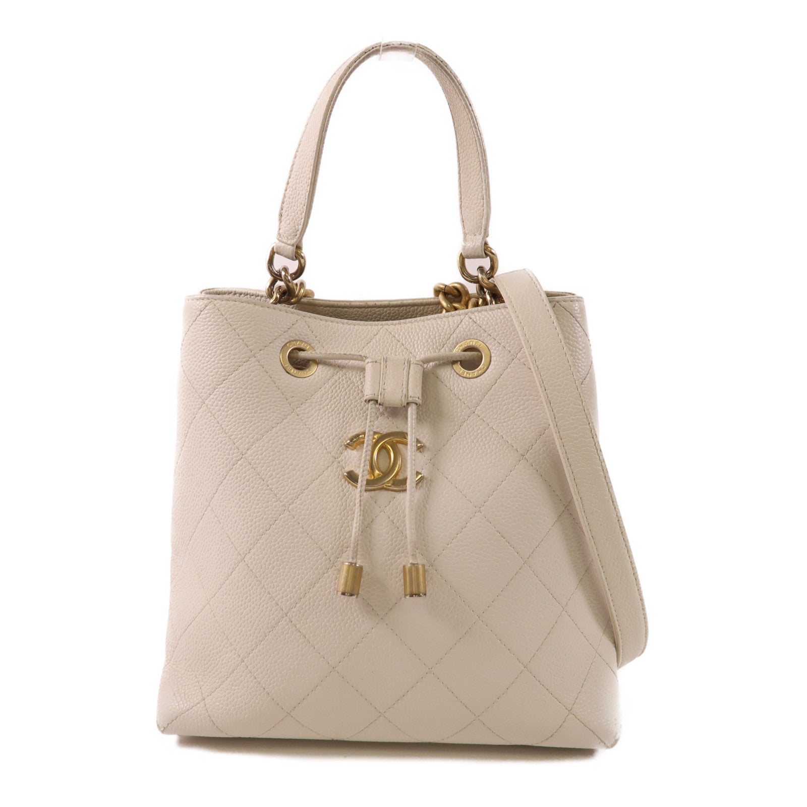 CHANEL 牛皮皮革2 Way Shoulder Bag金扣手挽肩背兩用袋