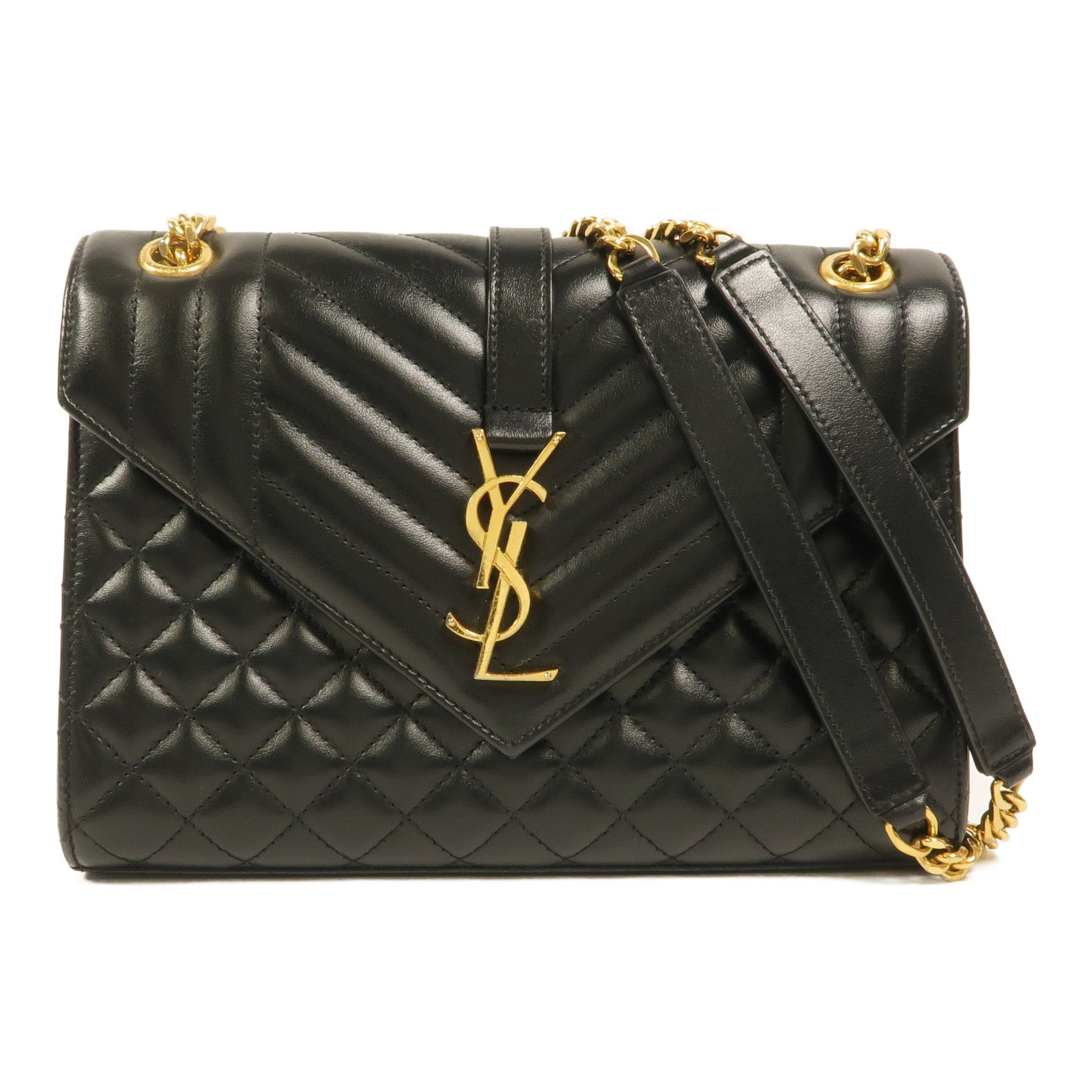SAINT LAURENT 牛皮皮革Envelope Medium鏈帶肩背袋
