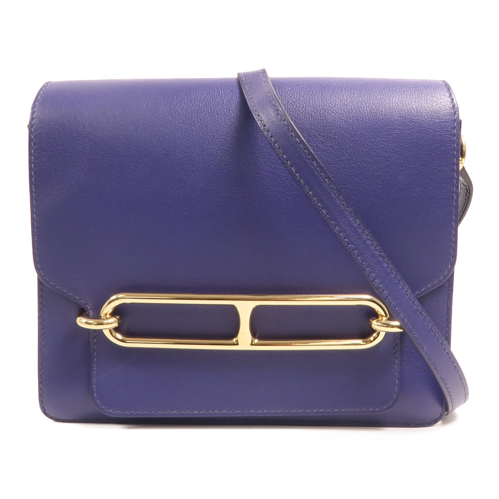 HERMES Evercolor皮革Roulis 23金扣肩背袋Bleu Electrique
