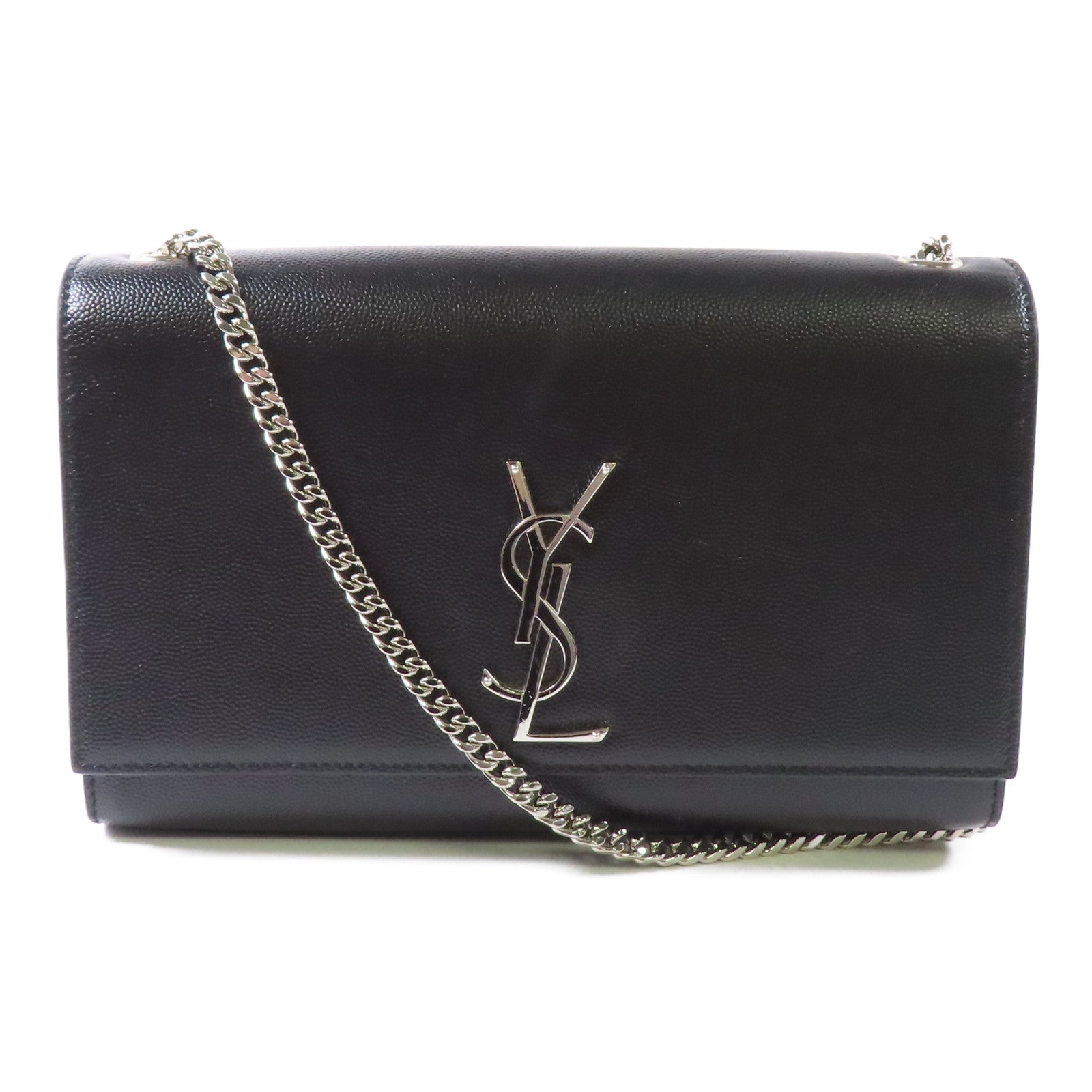 YVES SAINT LAURENT 牛皮皮革Chain Shoulder Bag銀扣鏈帶肩背袋