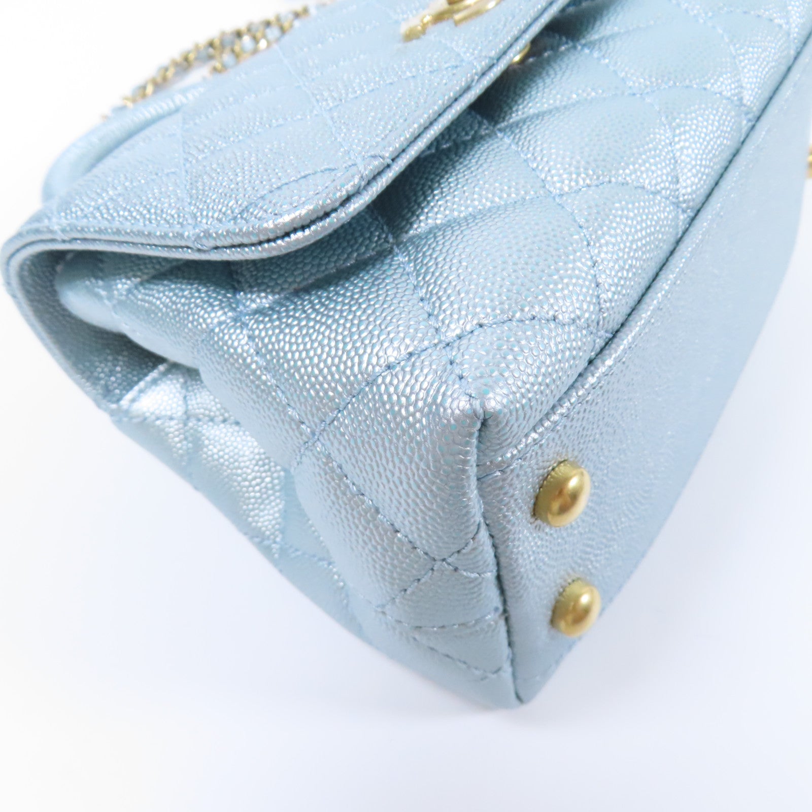 CHANEL 【激減優惠】牛皮皮革Mini Coco Handle金扣鏈帶手挽肩背兩用袋