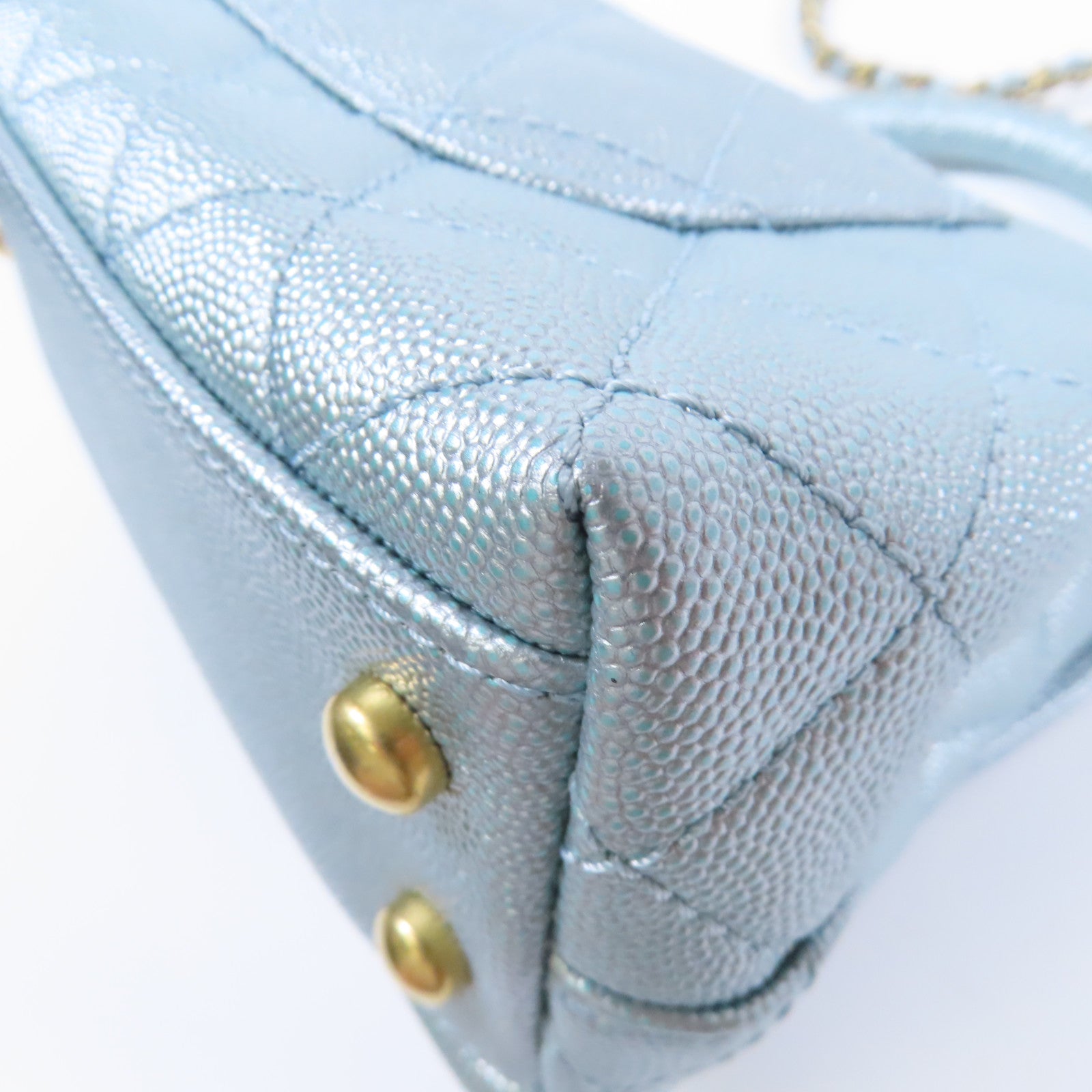 CHANEL 【激減優惠】牛皮皮革Mini Coco Handle金扣鏈帶手挽肩背兩用袋