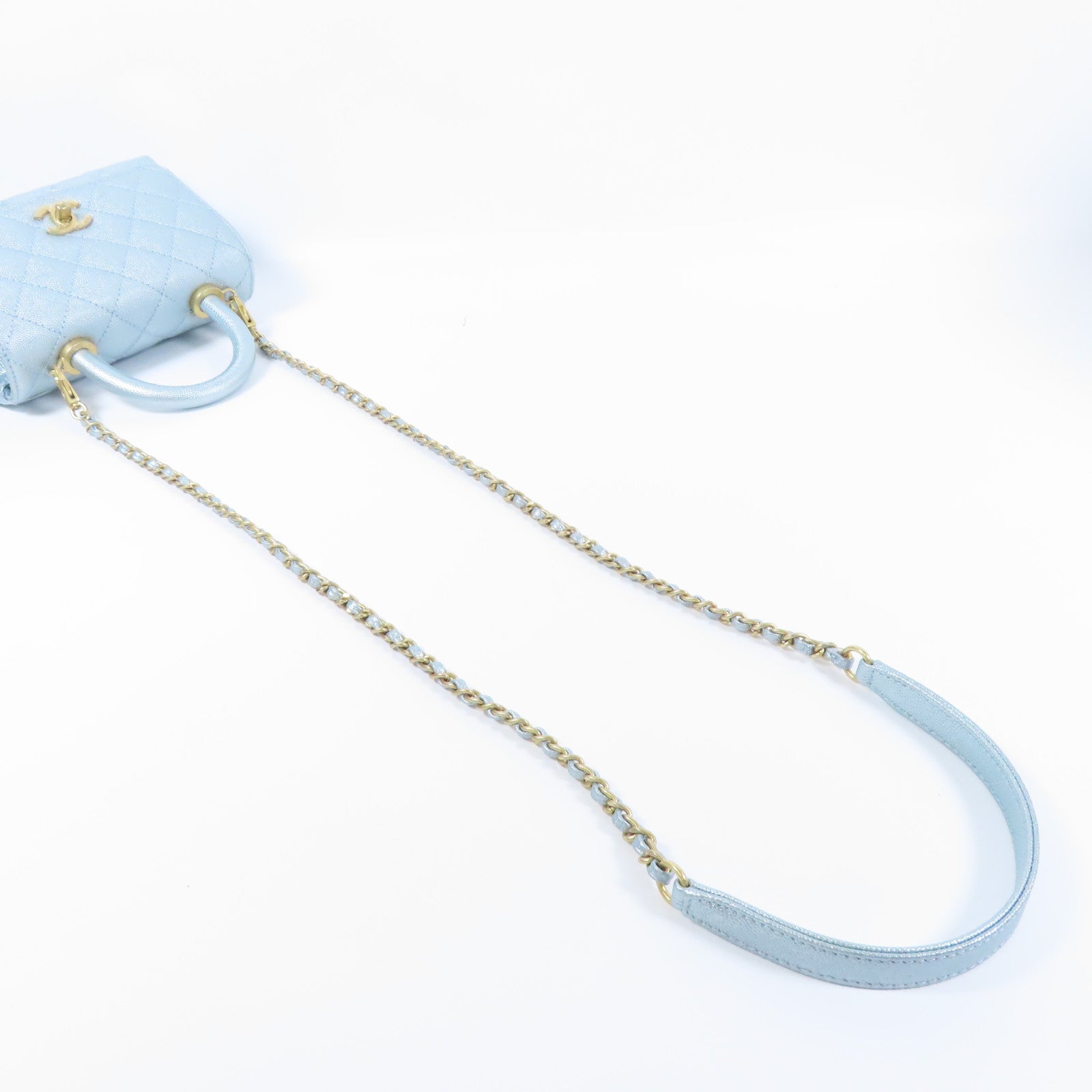 CHANEL 【激減優惠】牛皮皮革Mini Coco Handle金扣鏈帶手挽肩背兩用袋