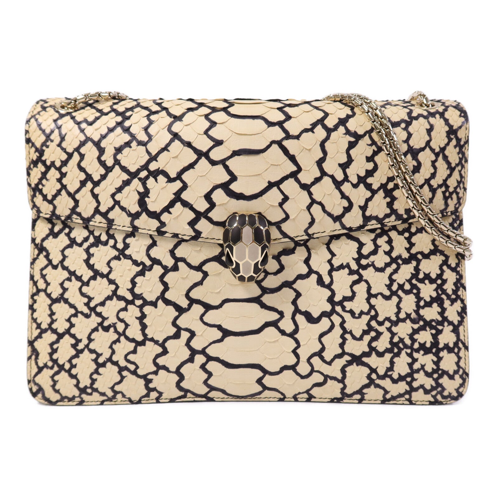 BVLGARI 蛇皮/羊皮皮革Serpenti Forever金扣鏈帶肩背袋