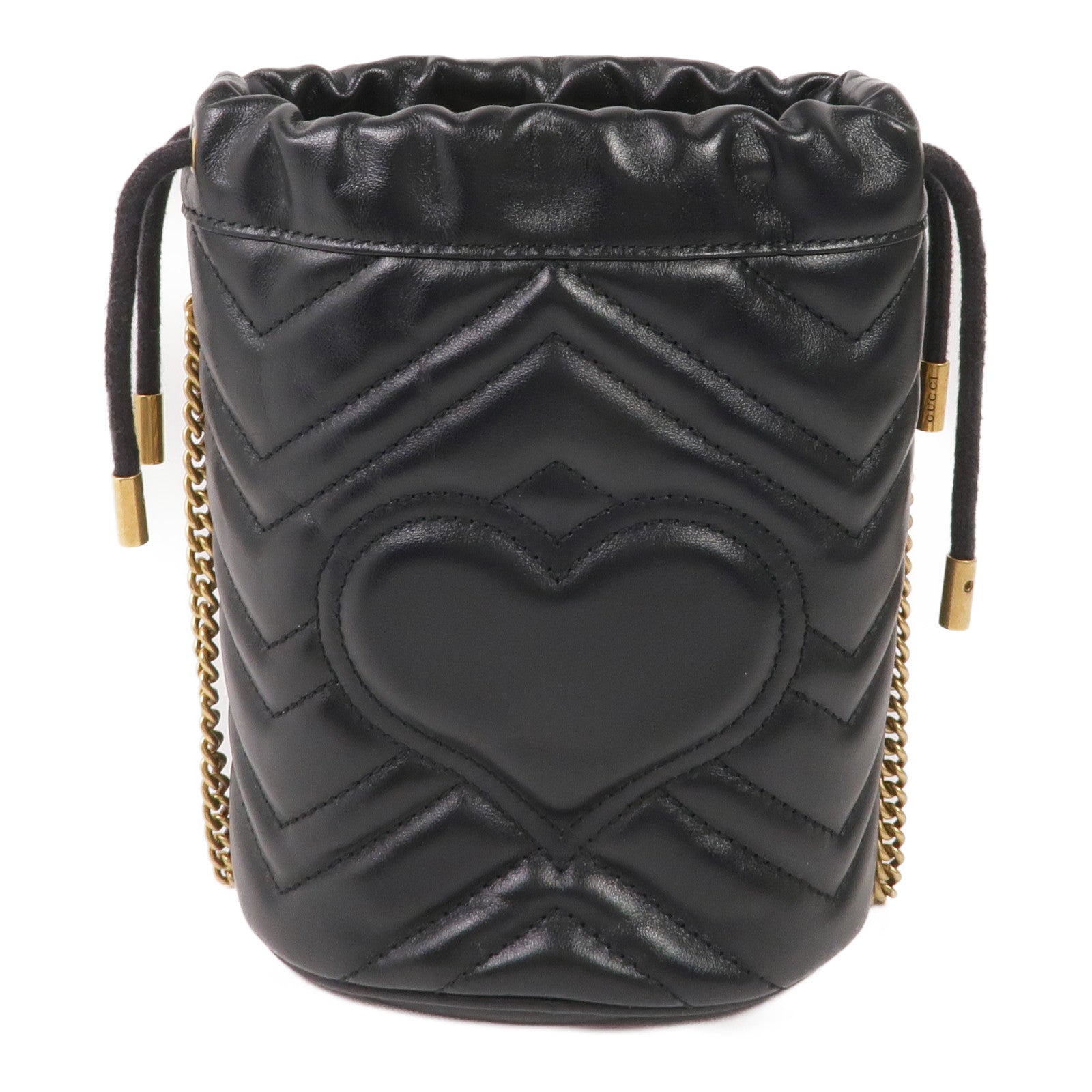 GUCCI 皮革GG Marmont Mini Bucket Bag金扣鏈帶肩背袋