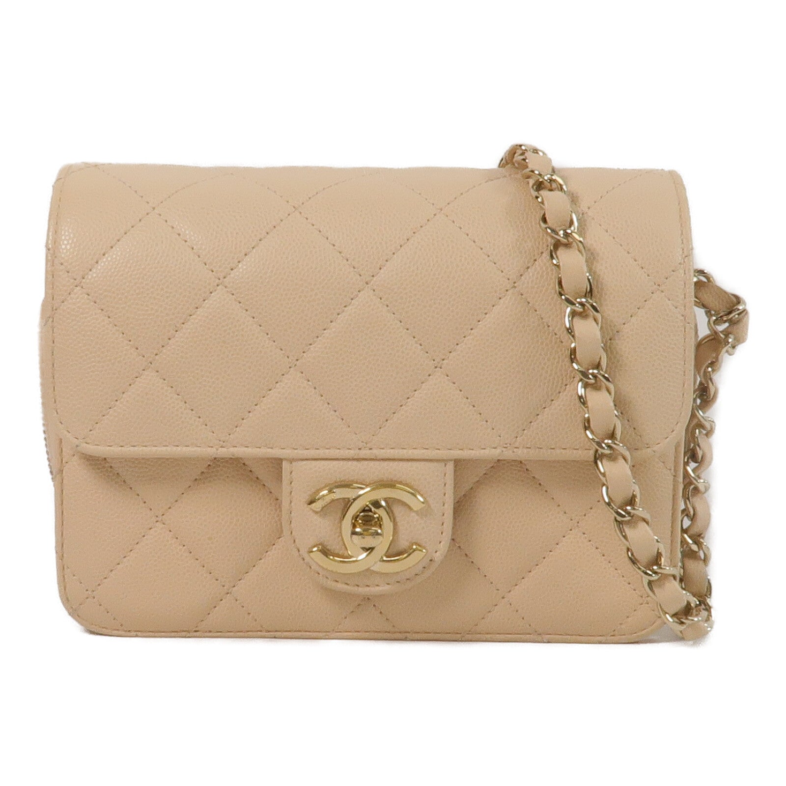CHANEL 牛皮皮革Mini Flap Bag鏈帶肩背袋