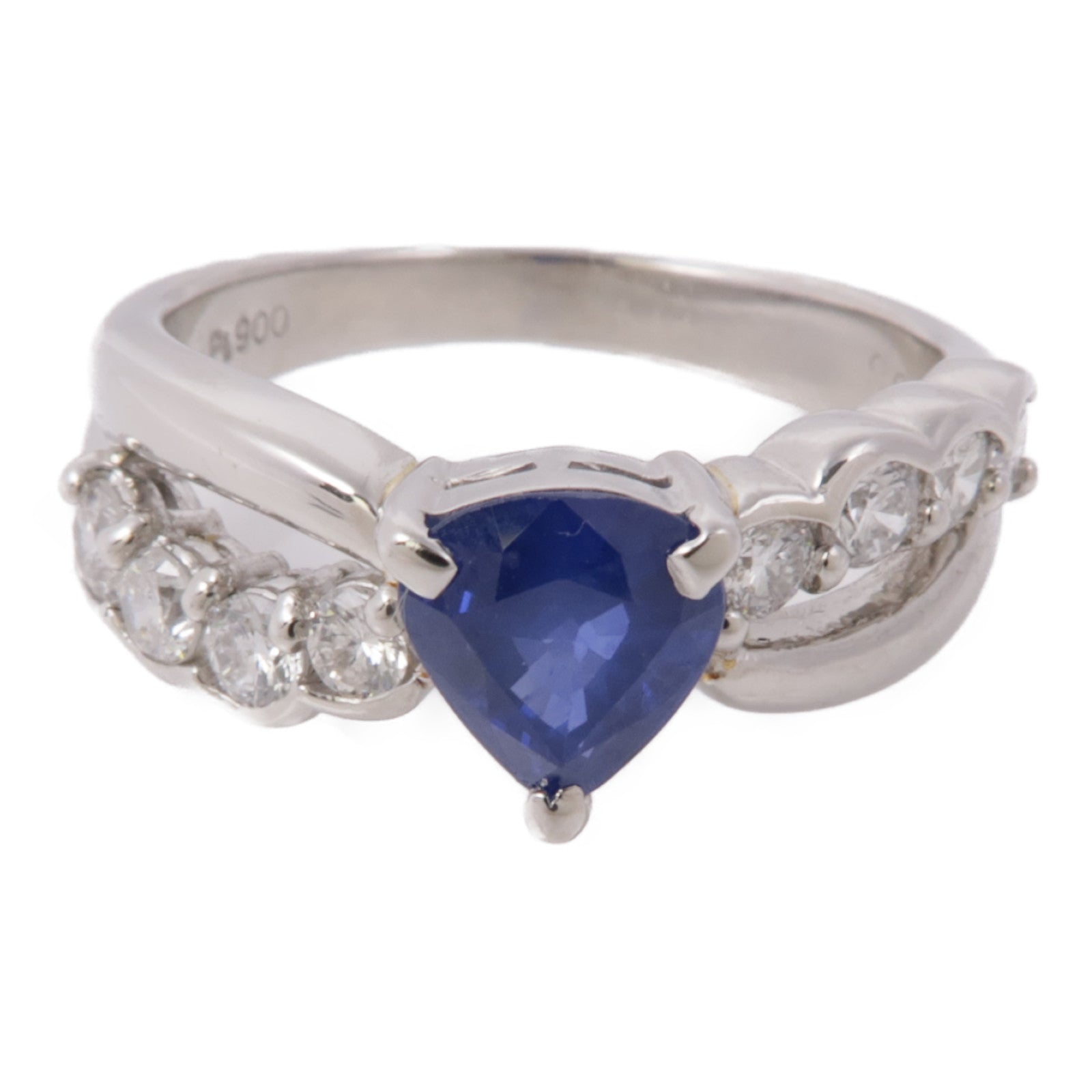 JEWELRY 【激減優惠】PT900鉑金Sapphire Diamond Ring藍寶石/鑽石戒指US#7.75