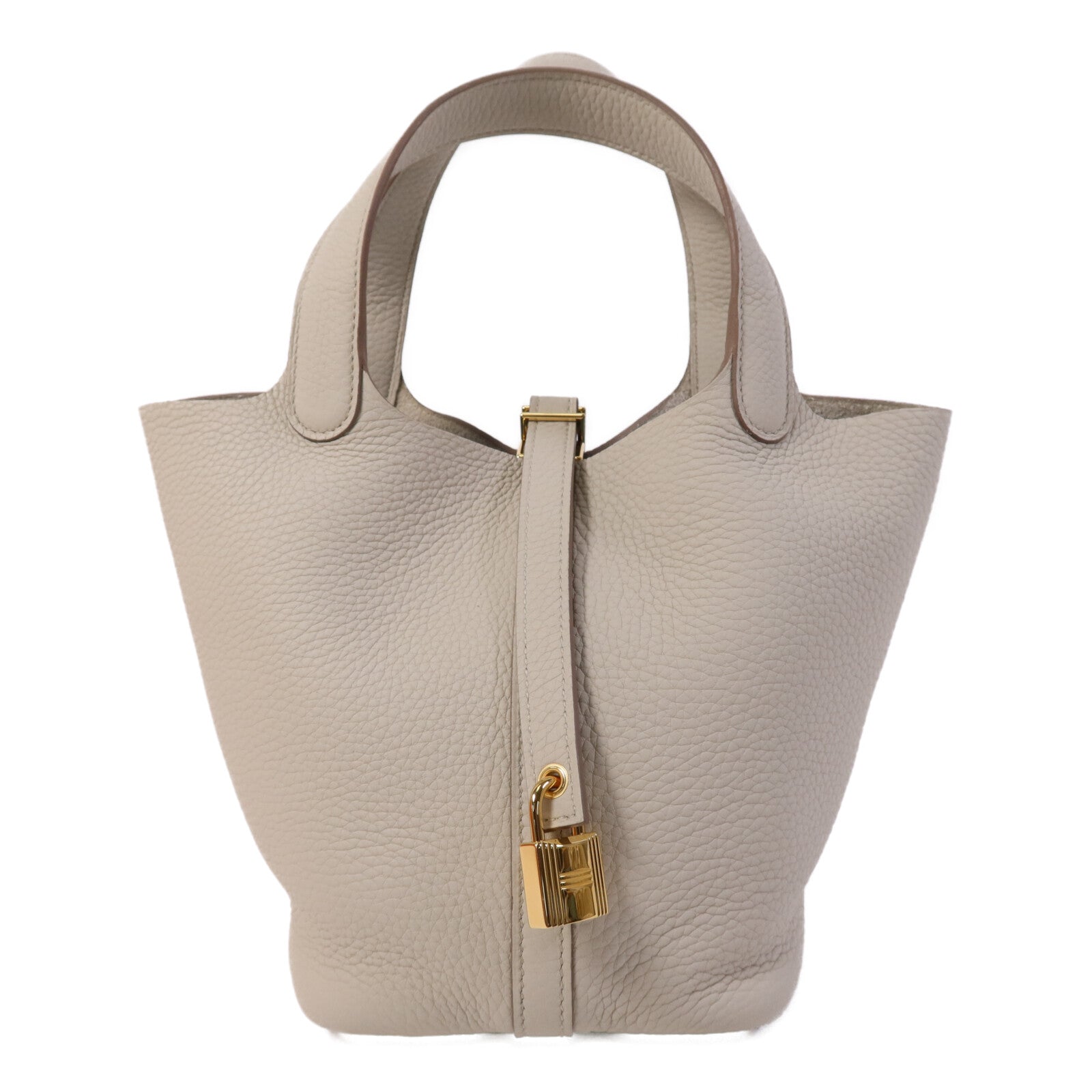 HERMES Clemence皮革Picotin PM金扣手挽袋Nata