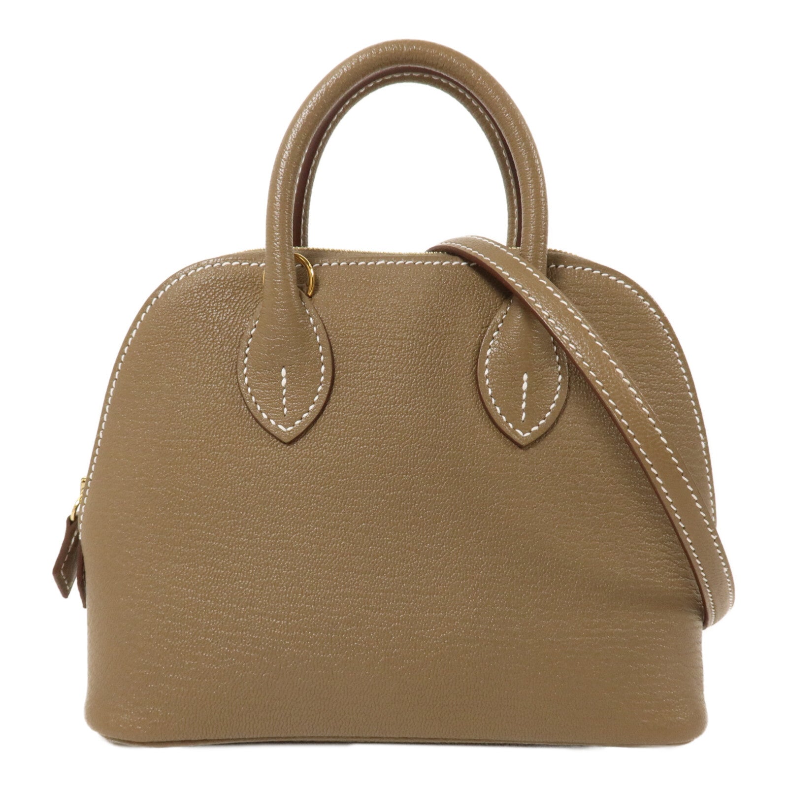 HERMES Chevre皮革Mini Bolide手挽肩背兩用袋Etoupe