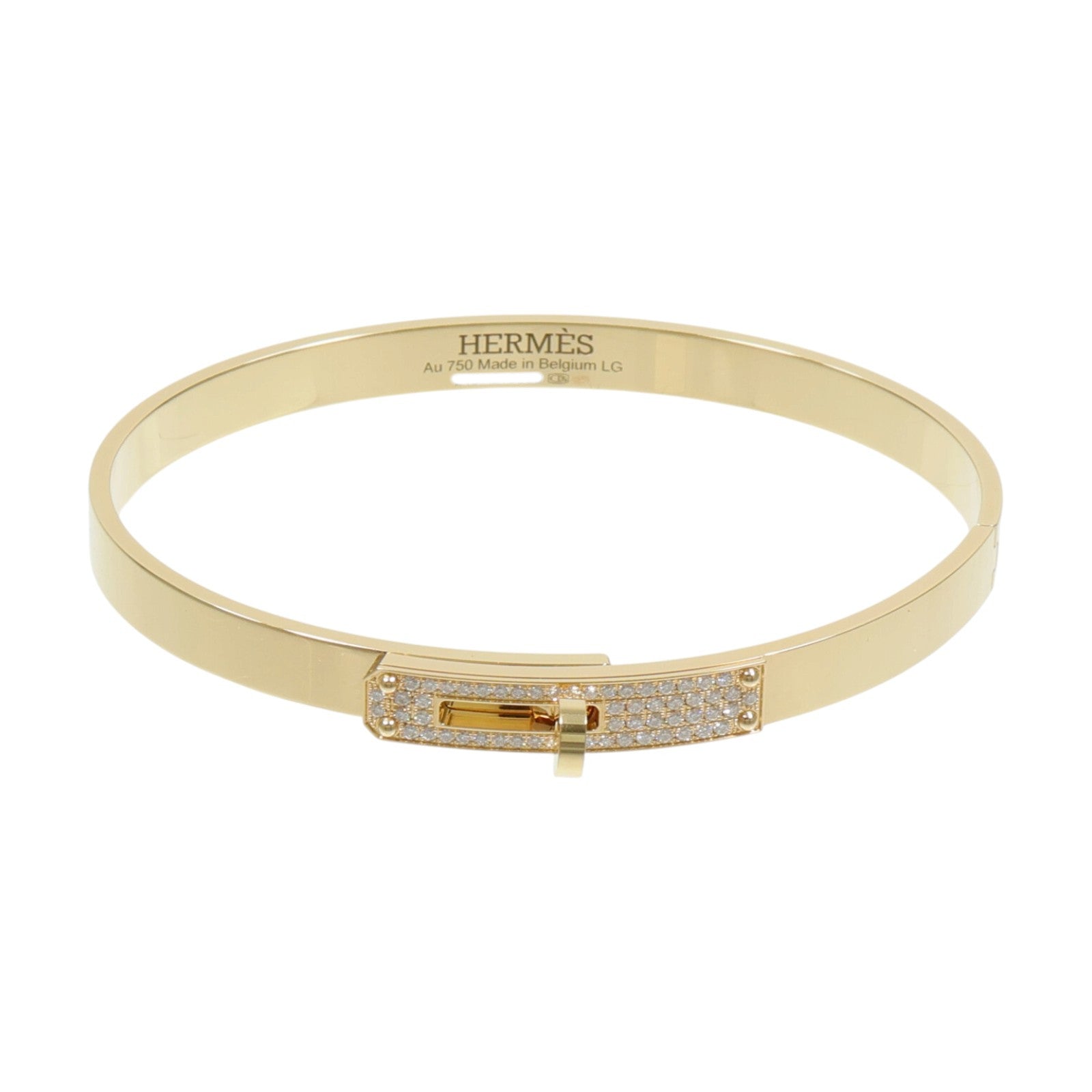 HERMES 18K黃金Kelly Bracelet鑽石手鐲