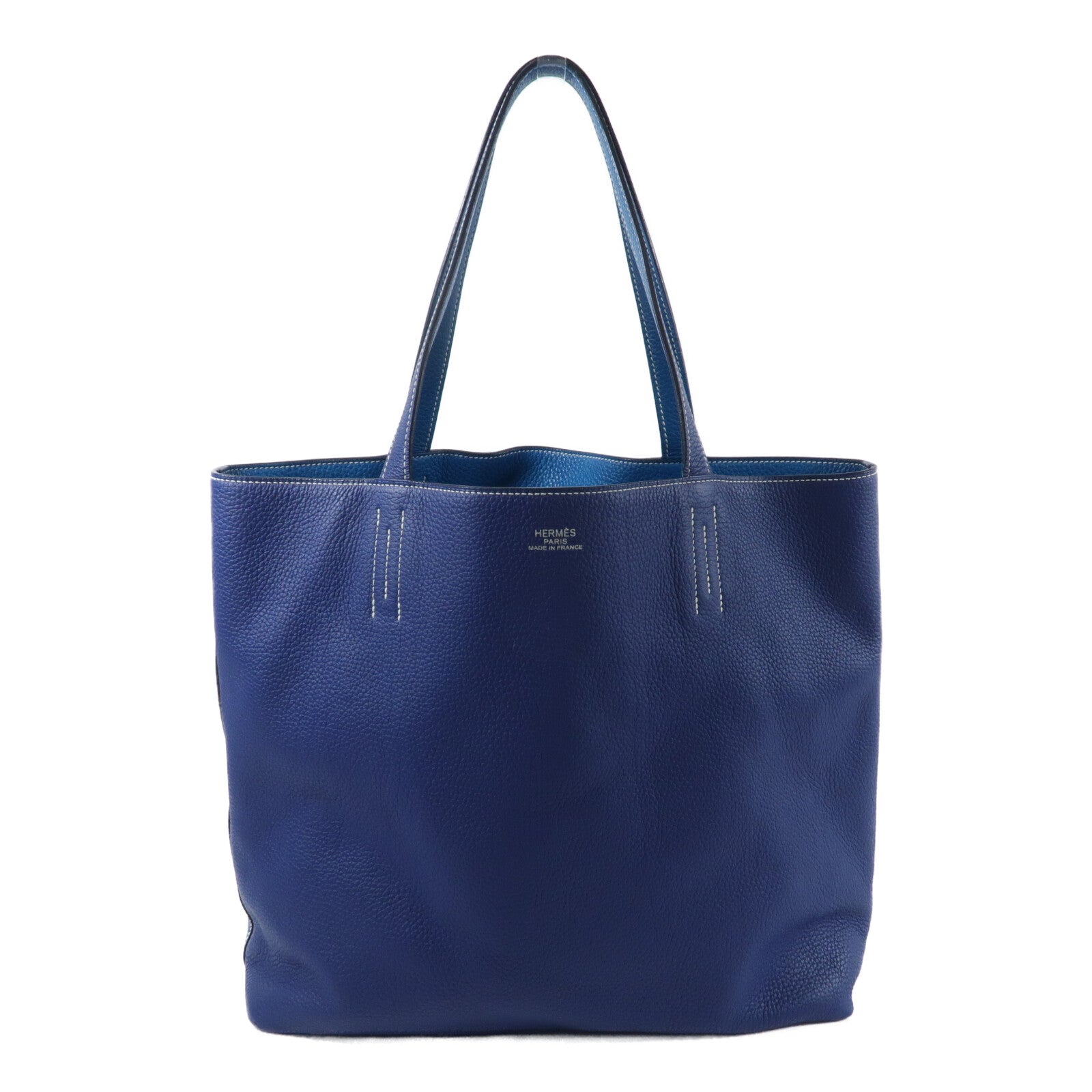 HERMES Clemence皮革Double Sens肩背袋Bleu Nuit/Bleu Izmir