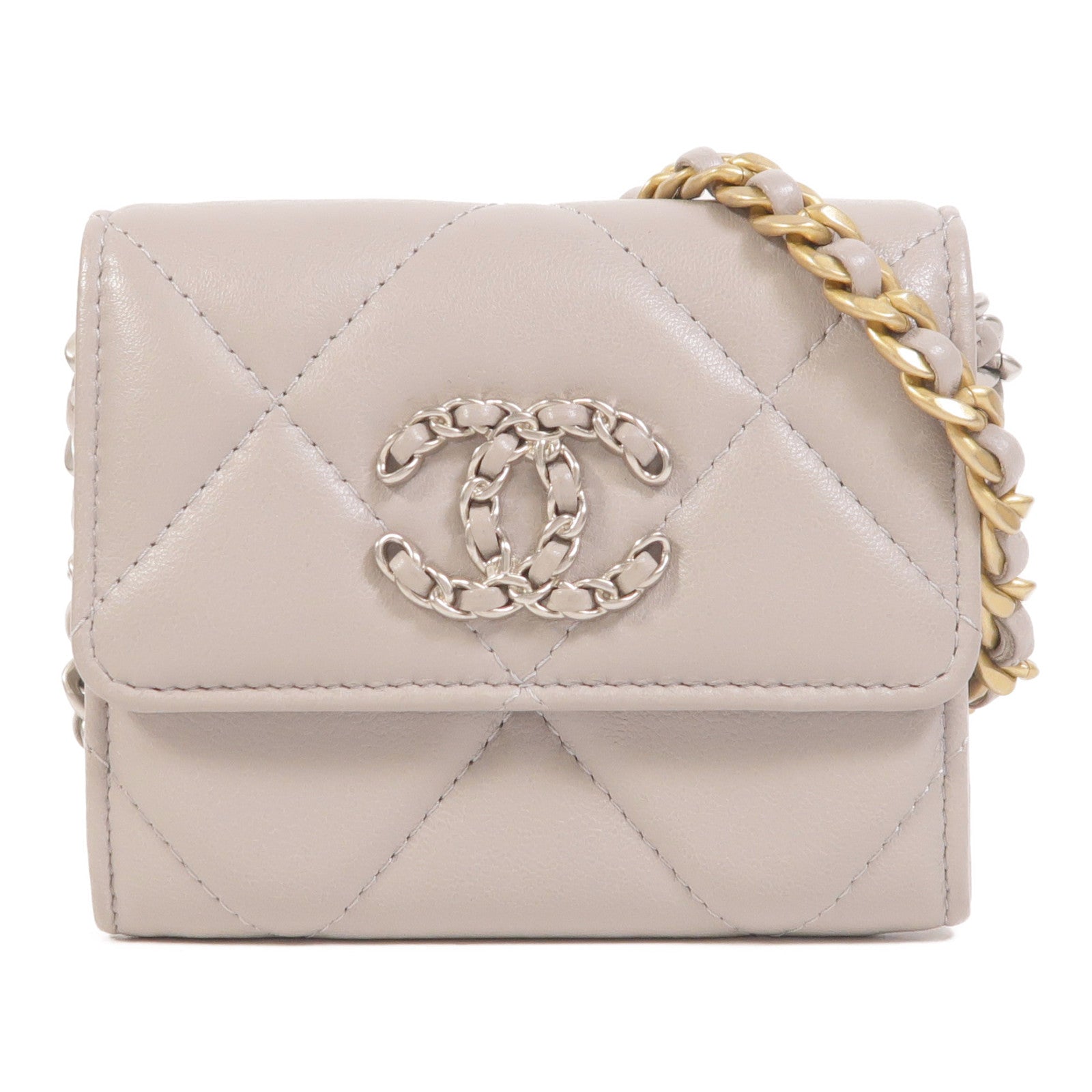 CHANEL 羊皮皮革19 Mini Wallet On Chain鏈帶肩背袋