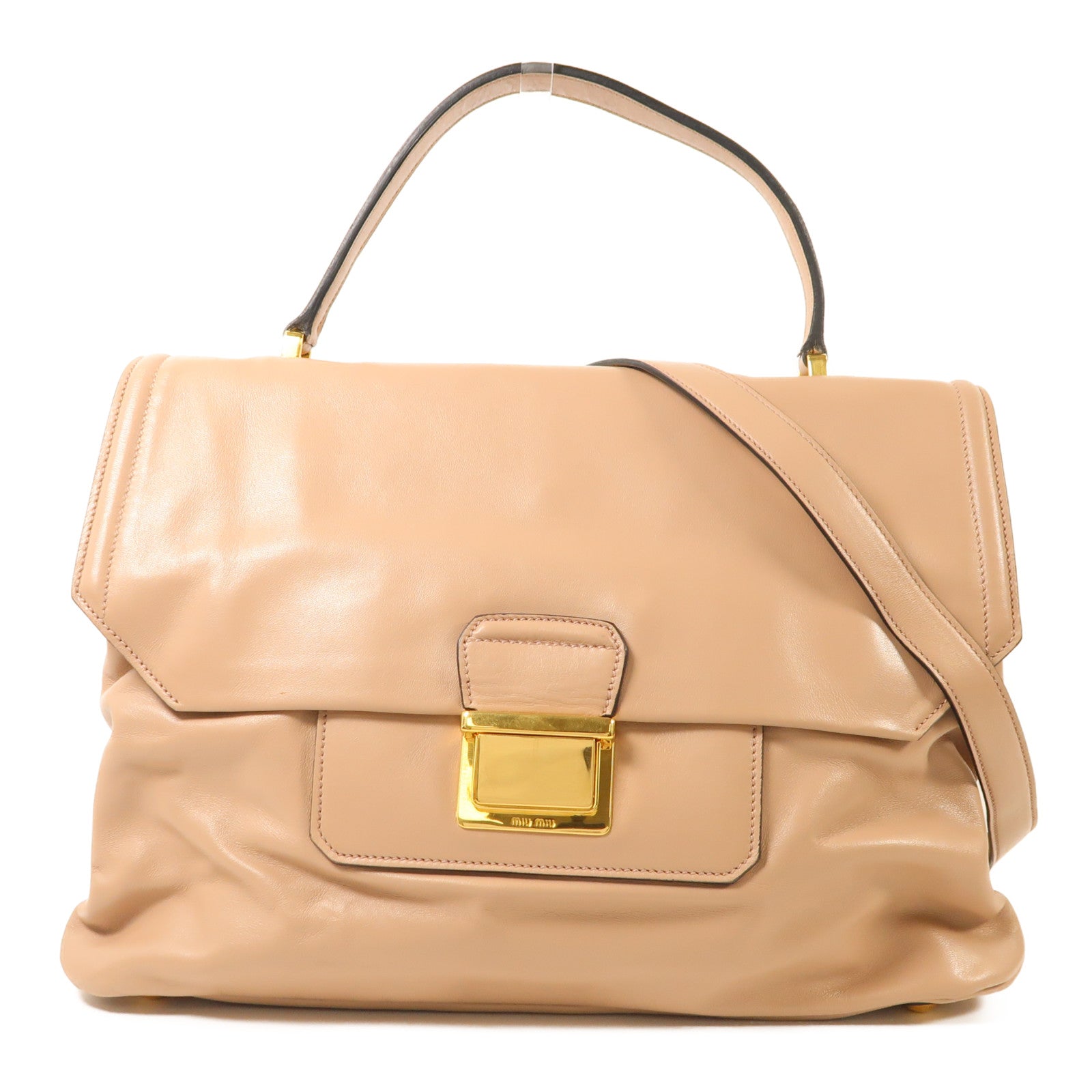 Miu Miu 【激減優惠】牛皮皮革2 Way Shoulder金扣手挽肩背兩用袋