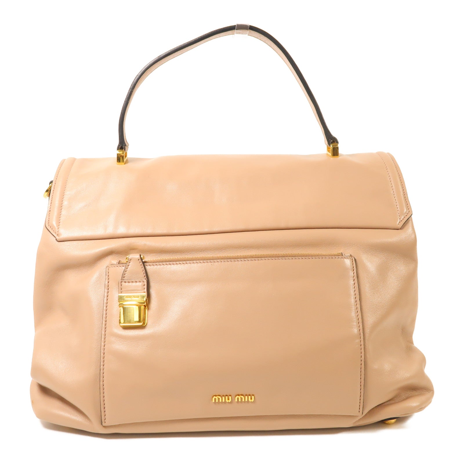 Miu Miu 【激減優惠】牛皮皮革2 Way Shoulder金扣手挽肩背兩用袋