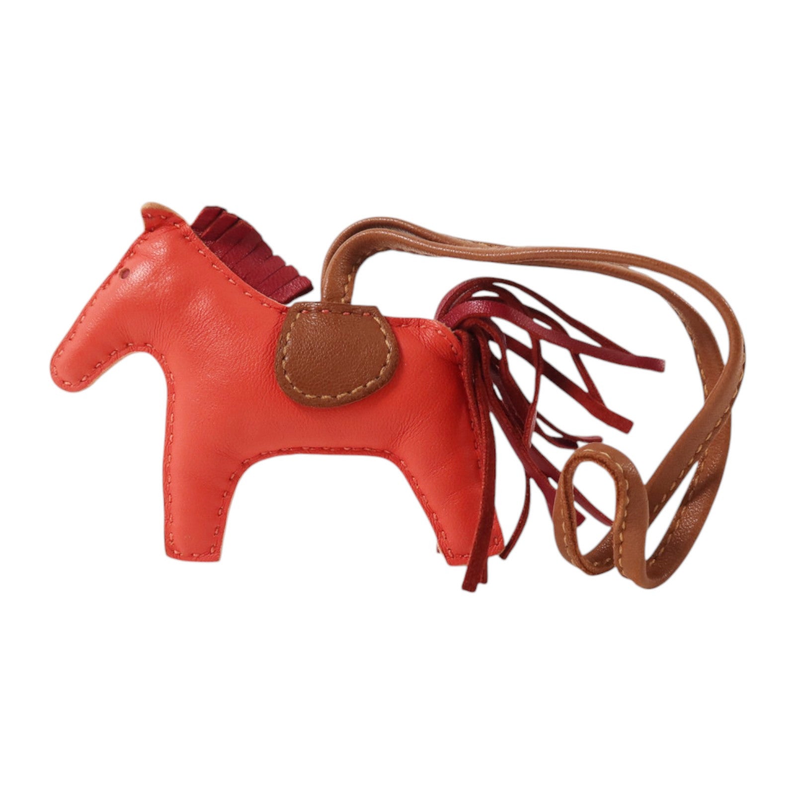 HERMES Milo皮革Rodeo PM掛飾Jaipur/Grenat/Fauve