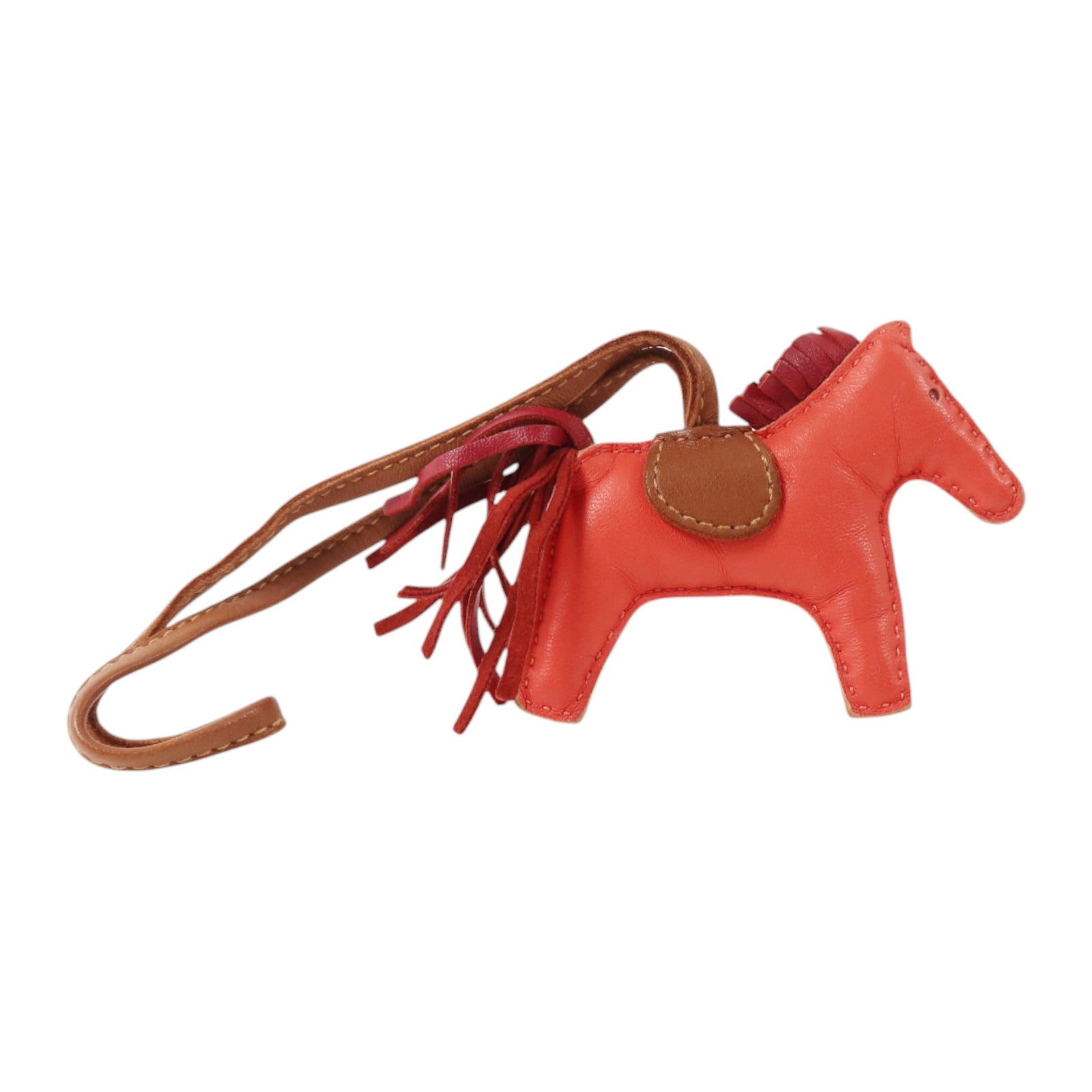 HERMES Milo皮革Rodeo PM掛飾Jaipur/Grenat/Fauve