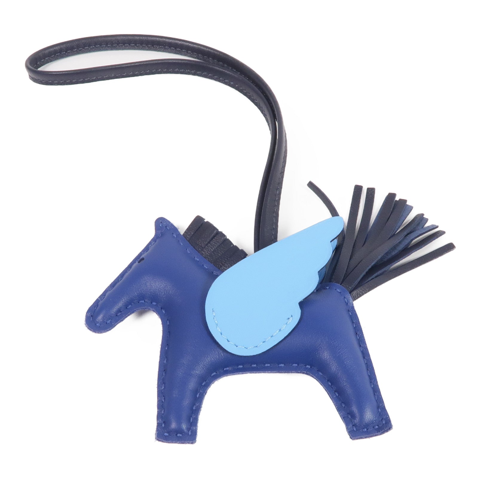 HERMES Milo皮革/Swift皮革Rodeo Pegase PM Charm掛飾Bleu Nuit