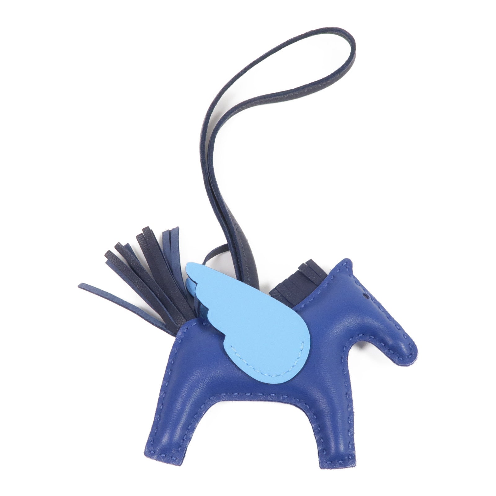 HERMES Milo皮革/Swift皮革Rodeo Pegase PM Charm掛飾Bleu Nuit