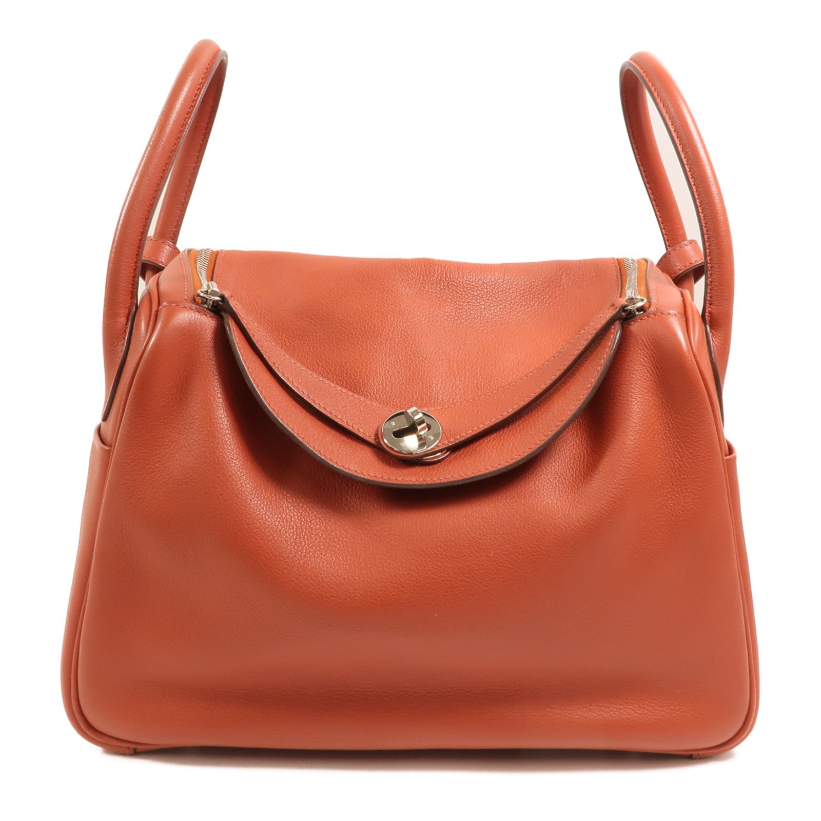 HERMES Evercolor皮革Lindy 30銀扣手挽肩背兩用袋Brique