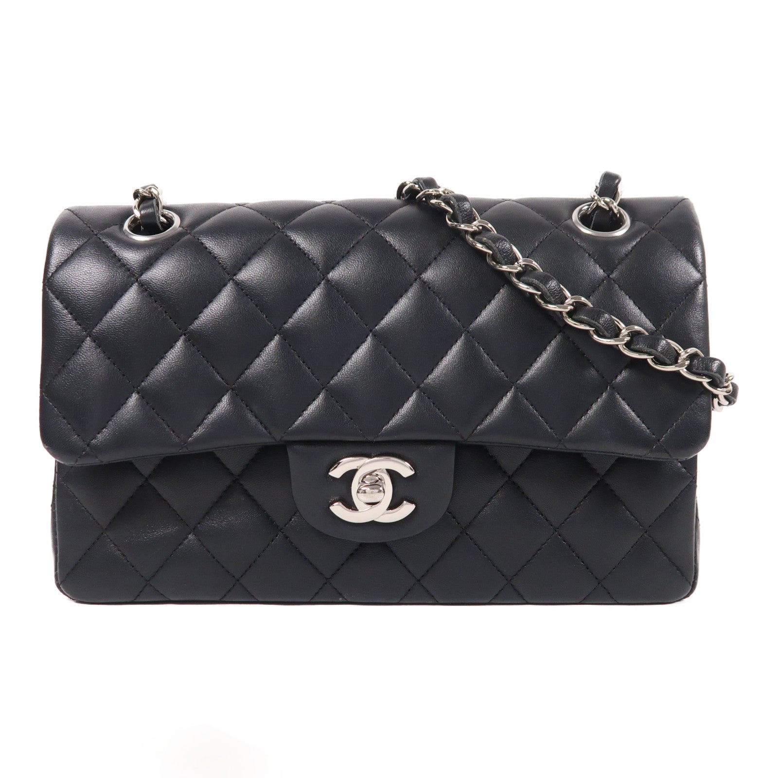 CHANEL 羊皮皮革Classic 23銀扣鏈帶肩背袋