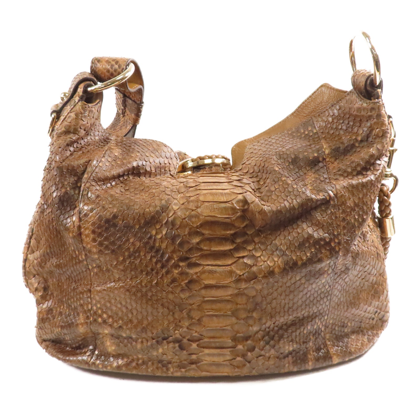 GUCCI 蛇皮皮革銀扣手挽肩背兩用袋