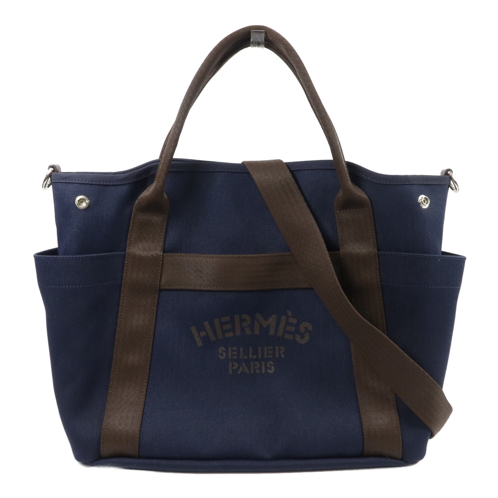 HERMES 帆布Grooming Bag手挽肩背兩用袋